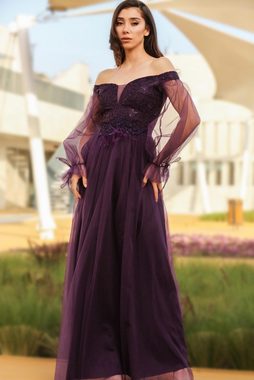 Modabout Abendkleid Langes Maxikleid Sommerkleid für Damen - NELB0553D8741MOR (1-tlg)