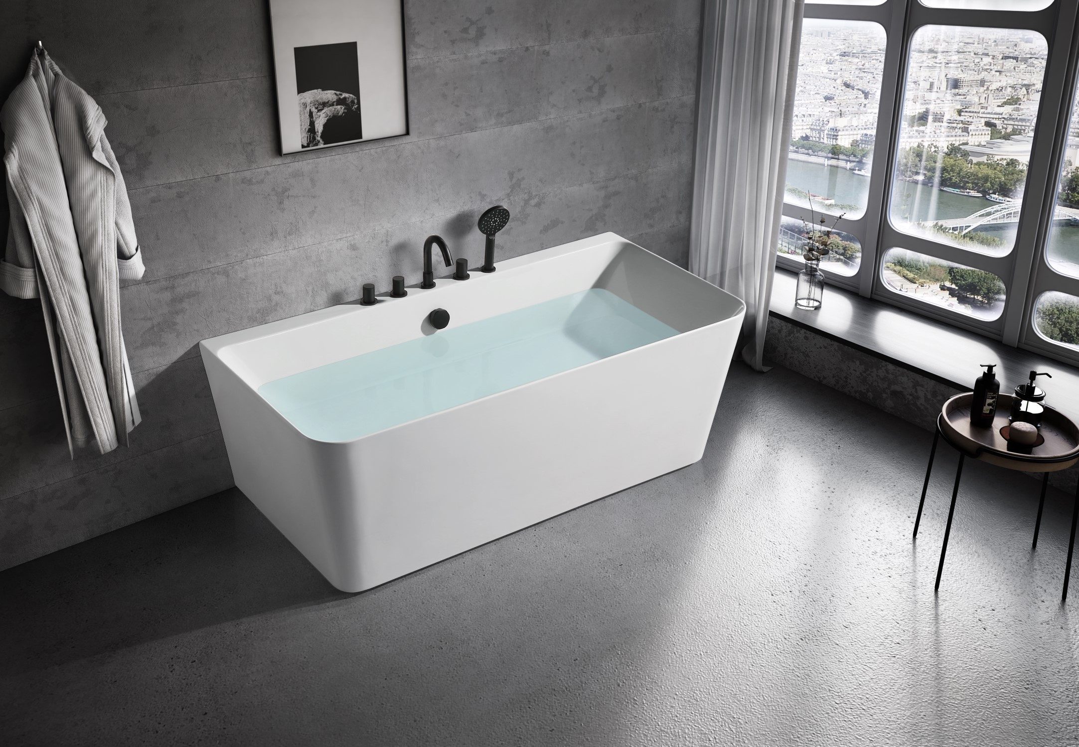 Xlmoebel Badewanne Acryl-Standbadewanne in Weiß mit elegantem Design, Hergestellt in Europa