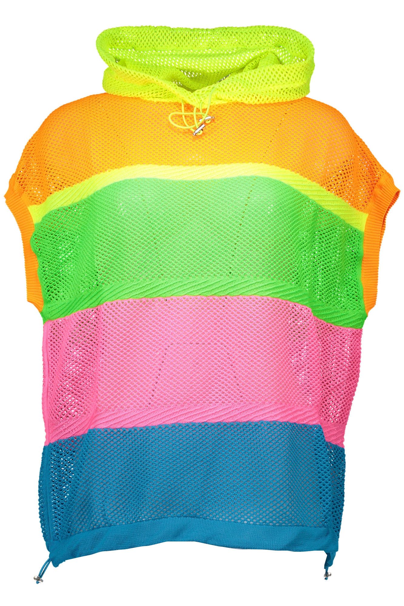 LOVE MOSCHINO Strickpullover Stylischer Damenpullover: Mehrfarbiges Design mit Kapuze & Logo