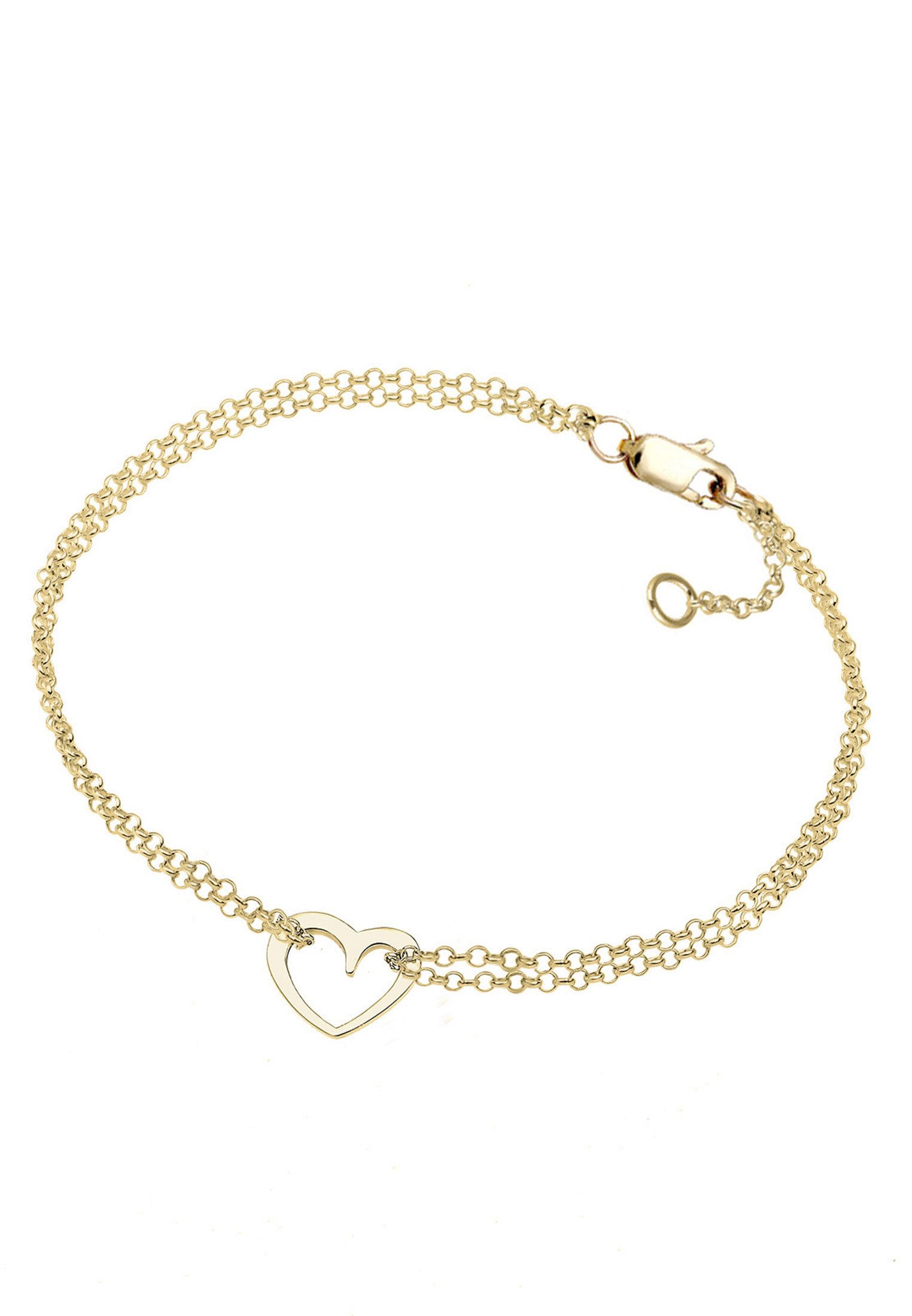 Elli Premium Armband Herz Zweireihig Valentin 375 Gelbgold (kein Set, 1-tlg günstig online kaufen