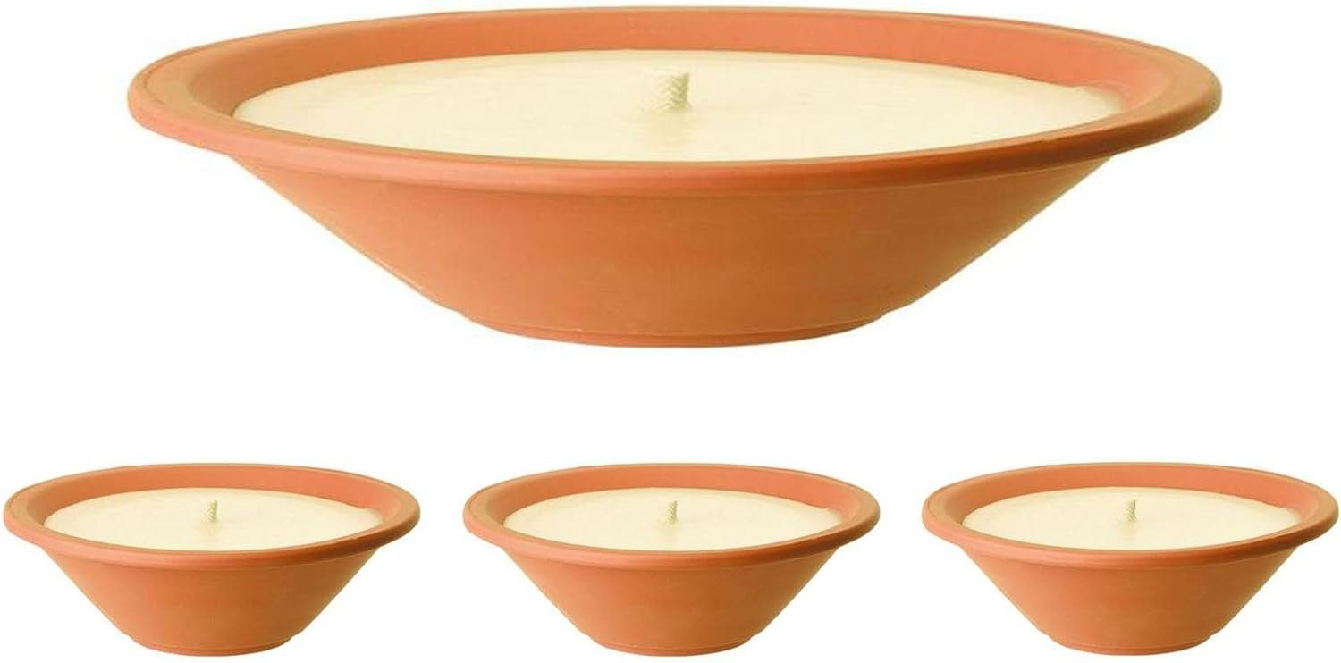 MichaelNoll Outdoorkerze Flammschalen 4 Stück - Outdoor-Kerzen Terracotta - für Garten - 13h