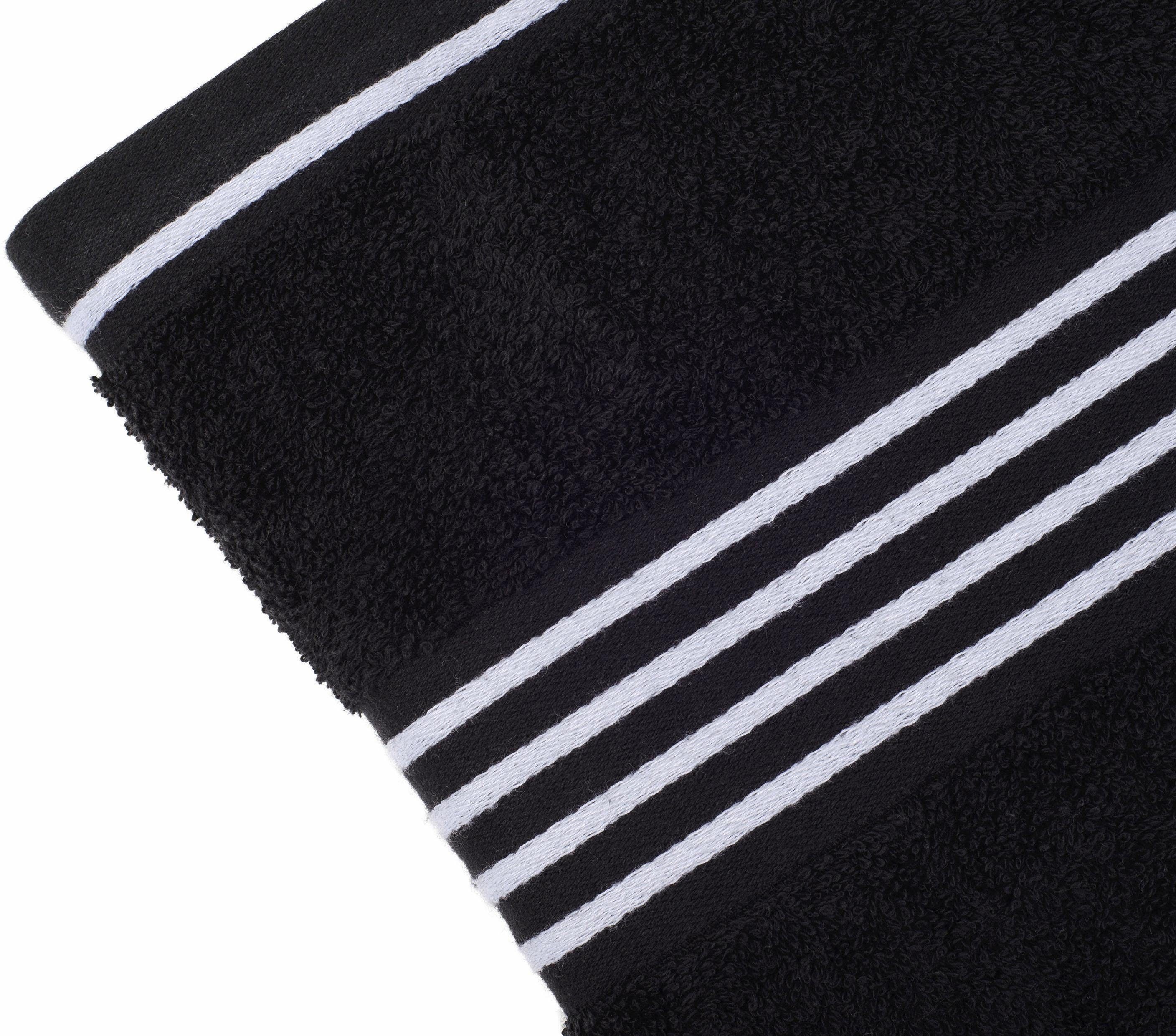 Walkfrottee Handtücher Rio, Set, frischer schwarz (2-St), mit im Streifenbordüre Gözze