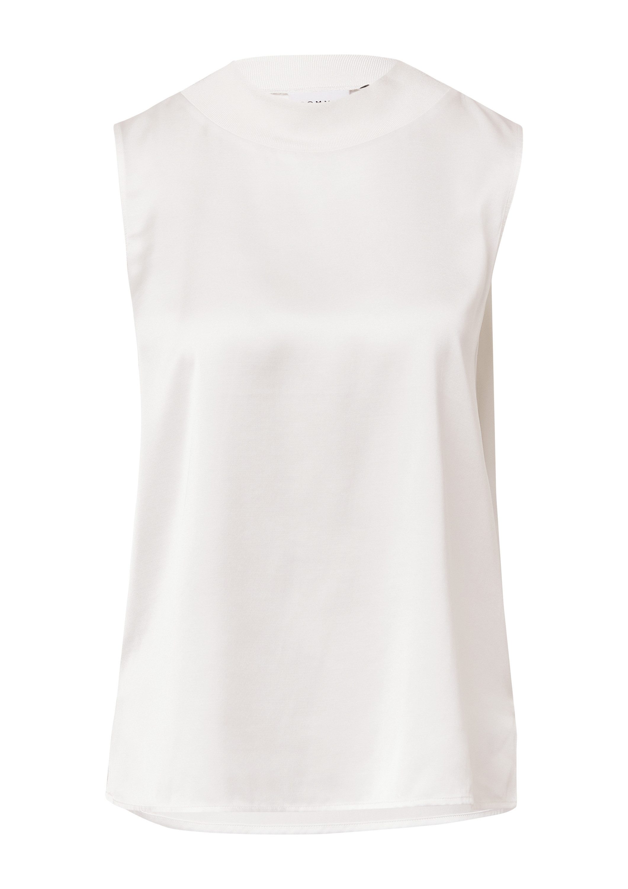 comma Blusentop Bluse Ärmellose Bluse mit Feinrippkragen