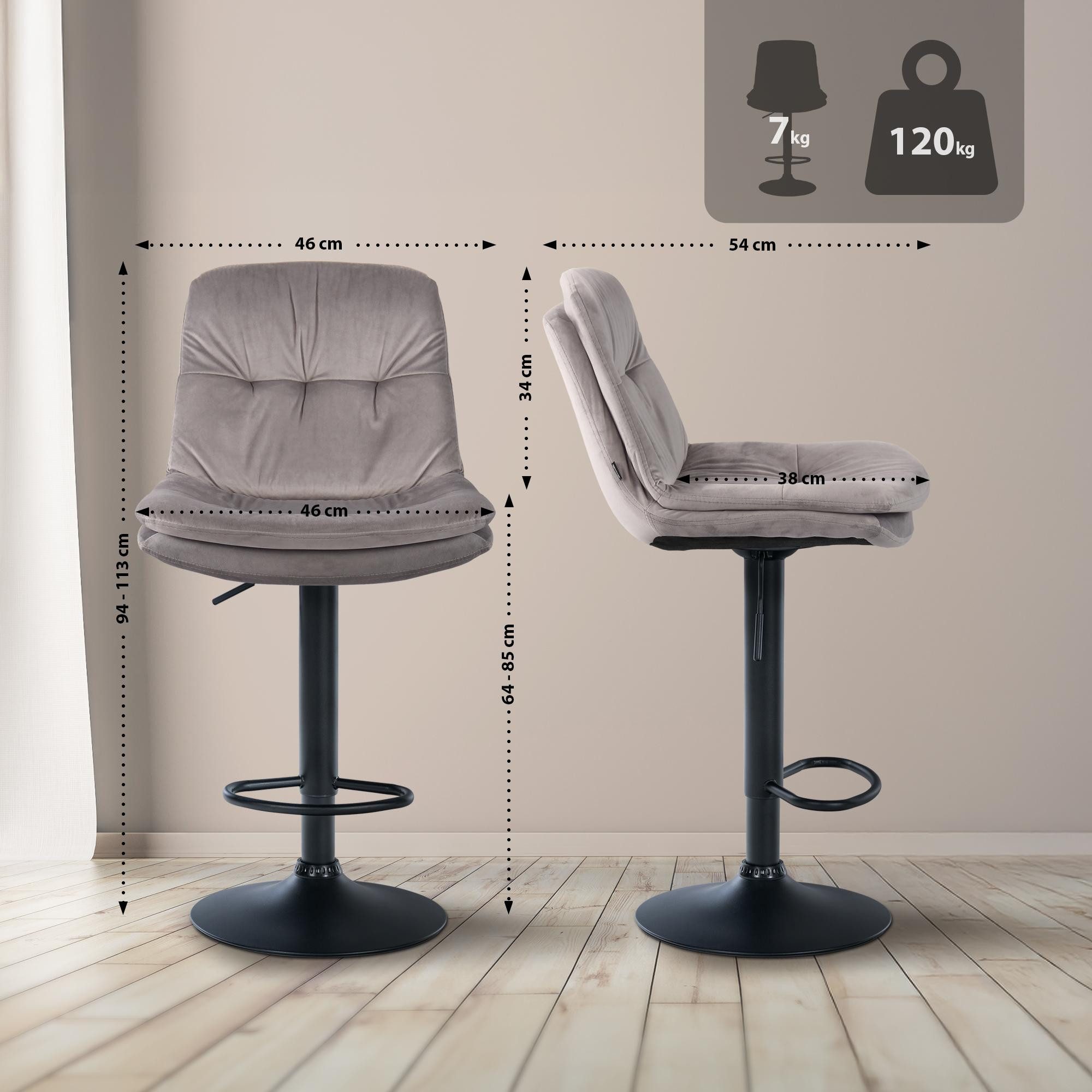 CLP Barhocker Laurel, mit Samtbezug, drehbar, günstig online kaufen