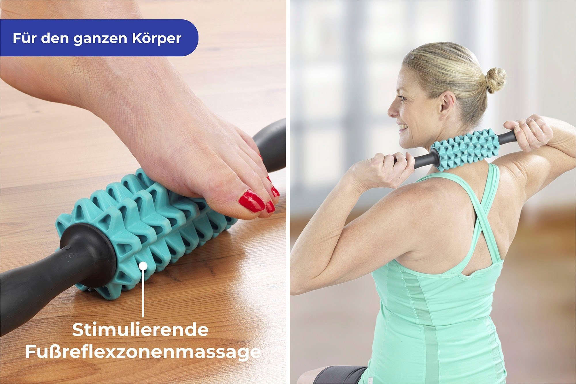 Maximex Massageroller 2-in-1 Faszien- und Massageroller, mit 9 beweglichen Rollen