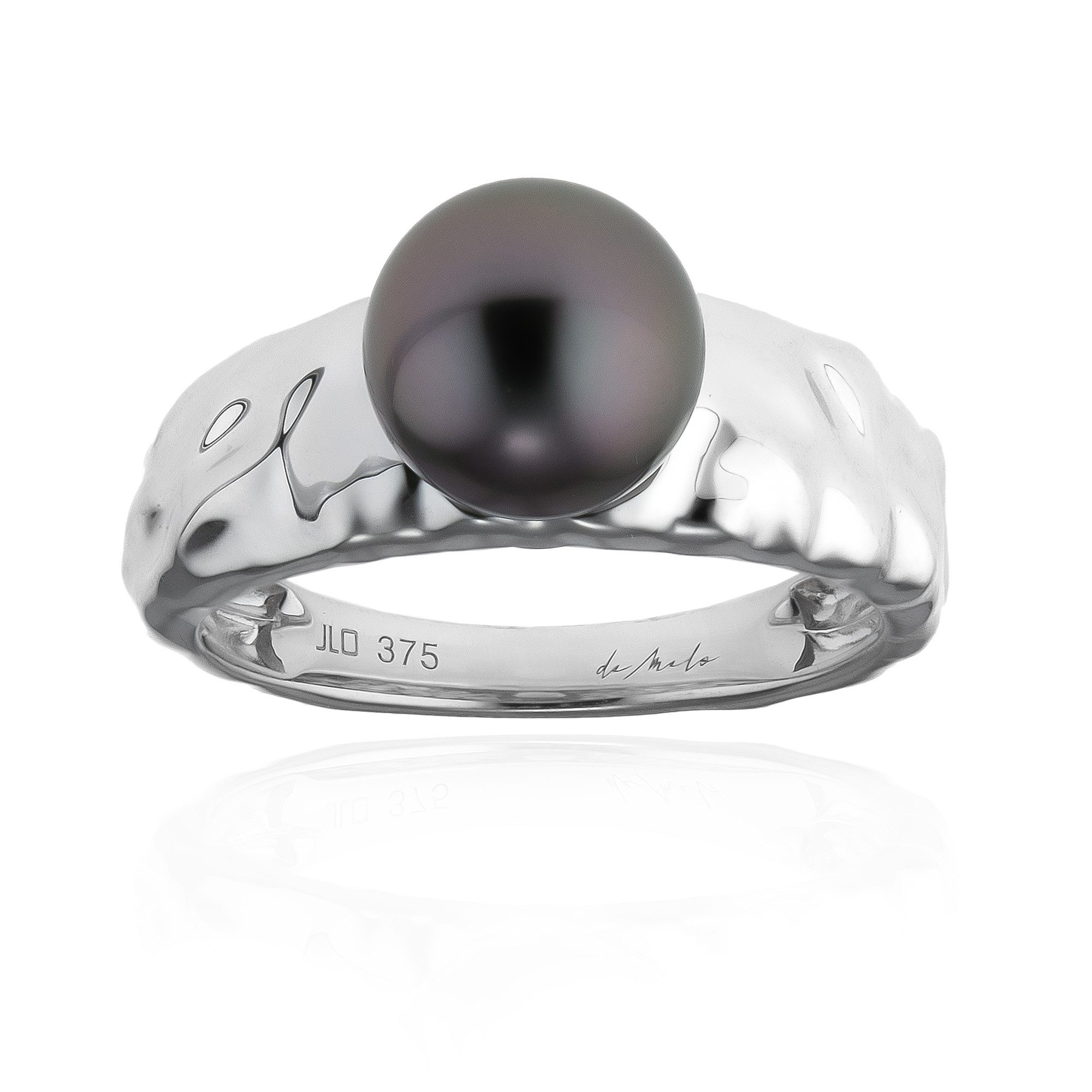 Cavill Perlenring Cavill Goldring 375er Weißgold mit 8 mm Tahitiperle, elegant (1-tlg)