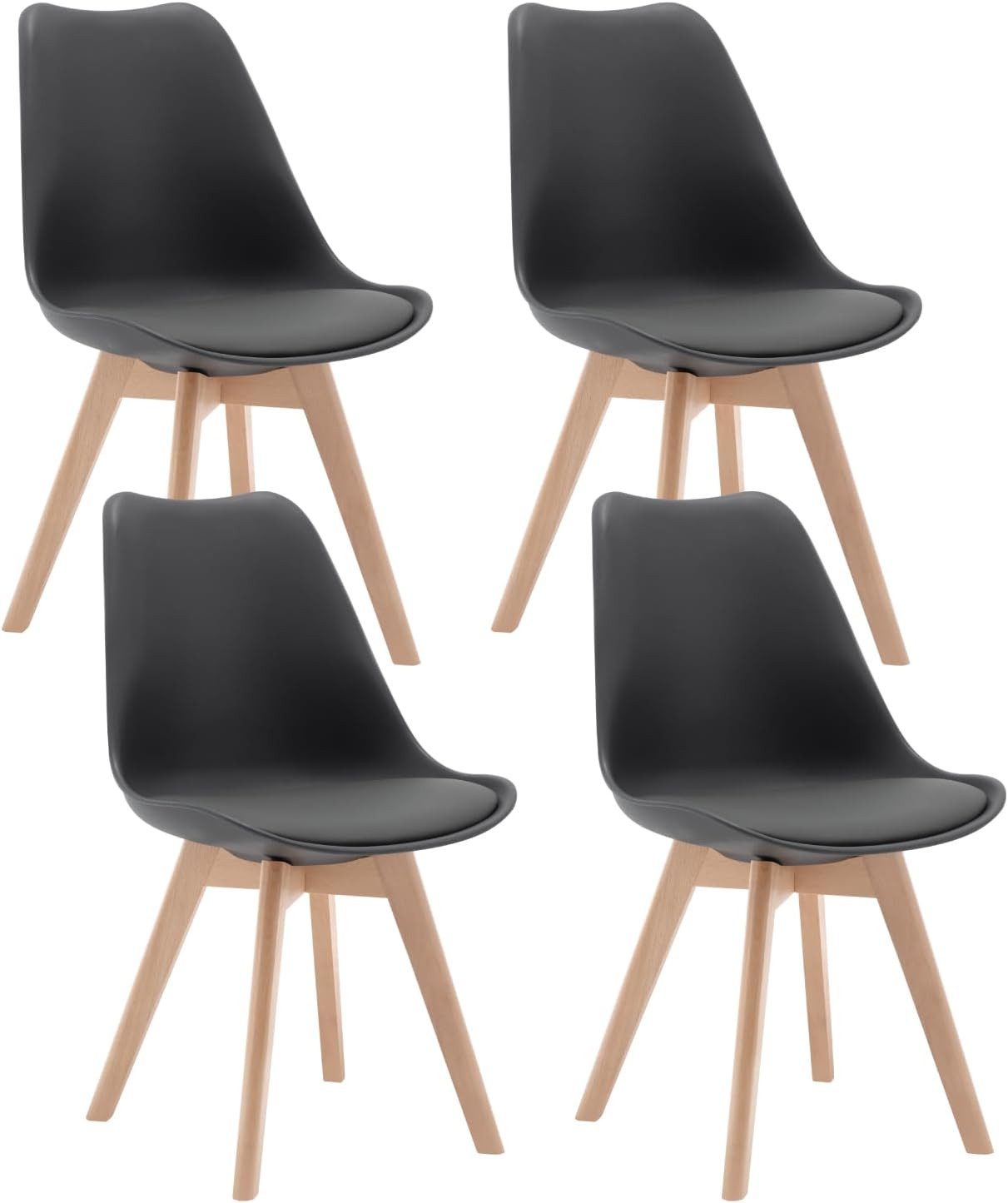 Woltu Esszimmerstuhl (Set, 4 St), Polsterstuhl Bezug Kunstleder, Massivholz günstig online kaufen