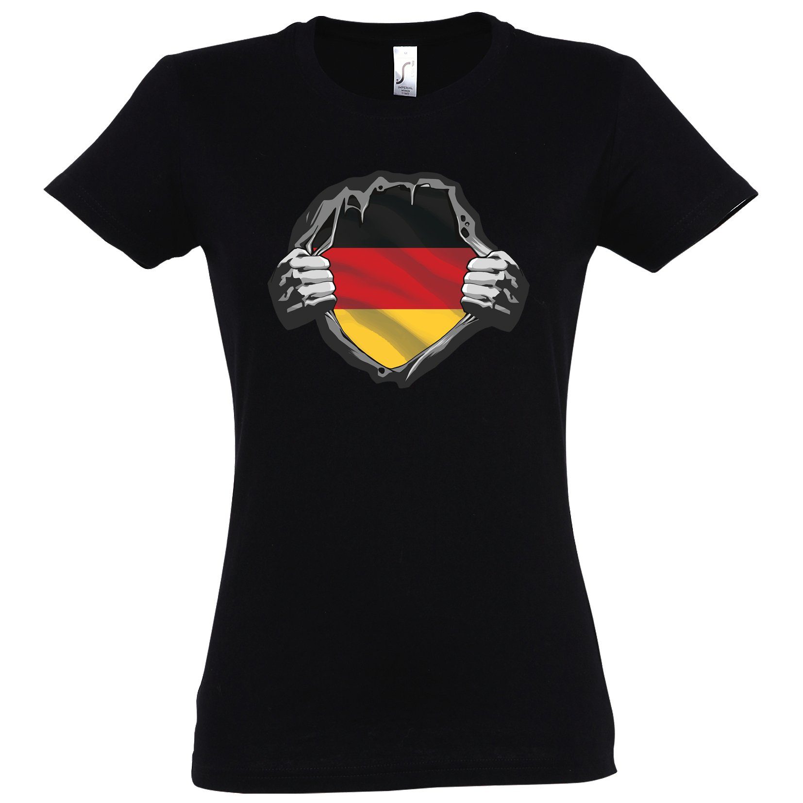 Youth Designz T-Shirt Deutschland Herz Damen Shirt mit modischem Print Schwarz