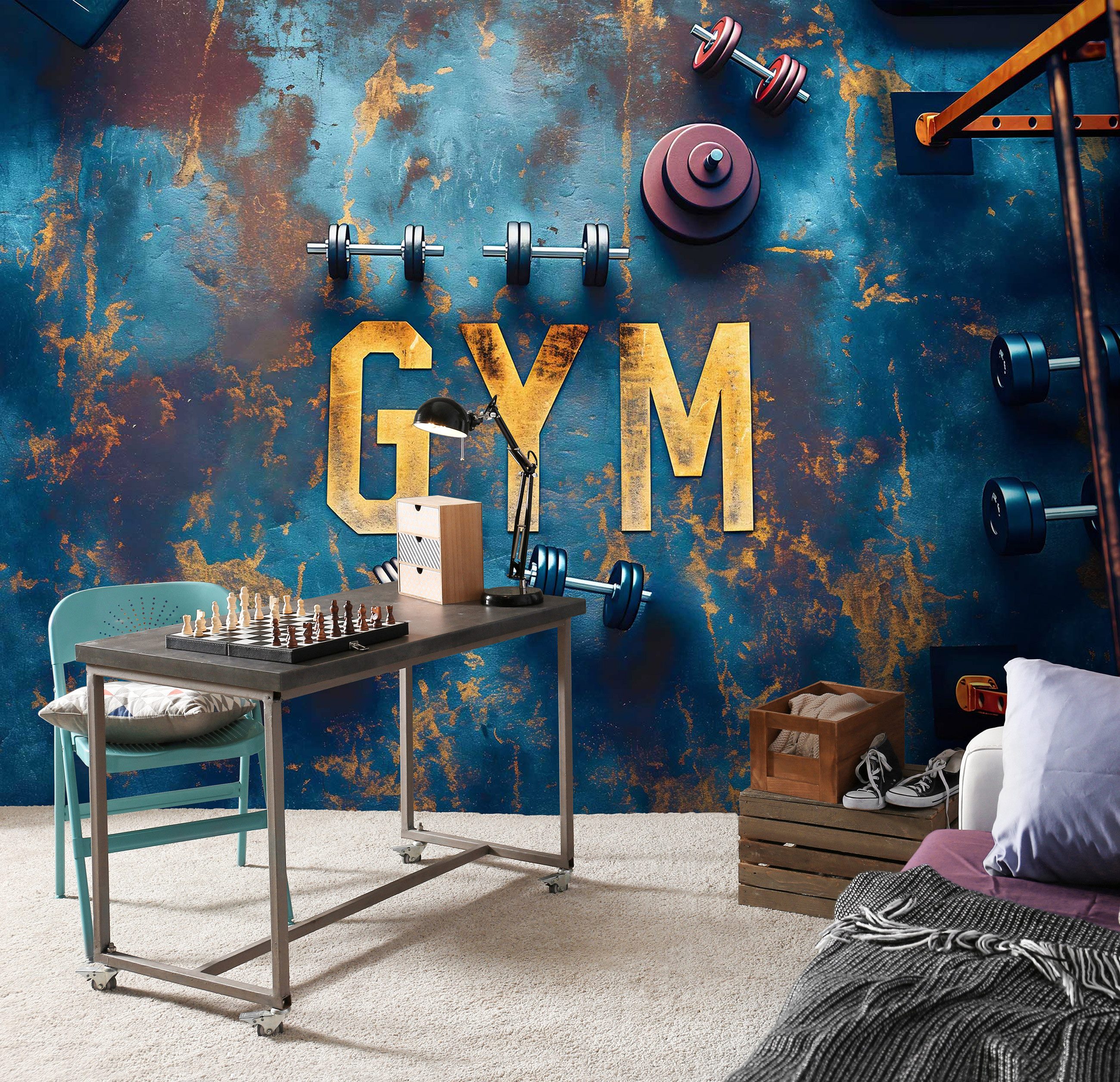 Wallarena Fototapete Gym Sport Blau Vlies Tapete Wohnzimmer Schlafzimmer Wa günstig online kaufen