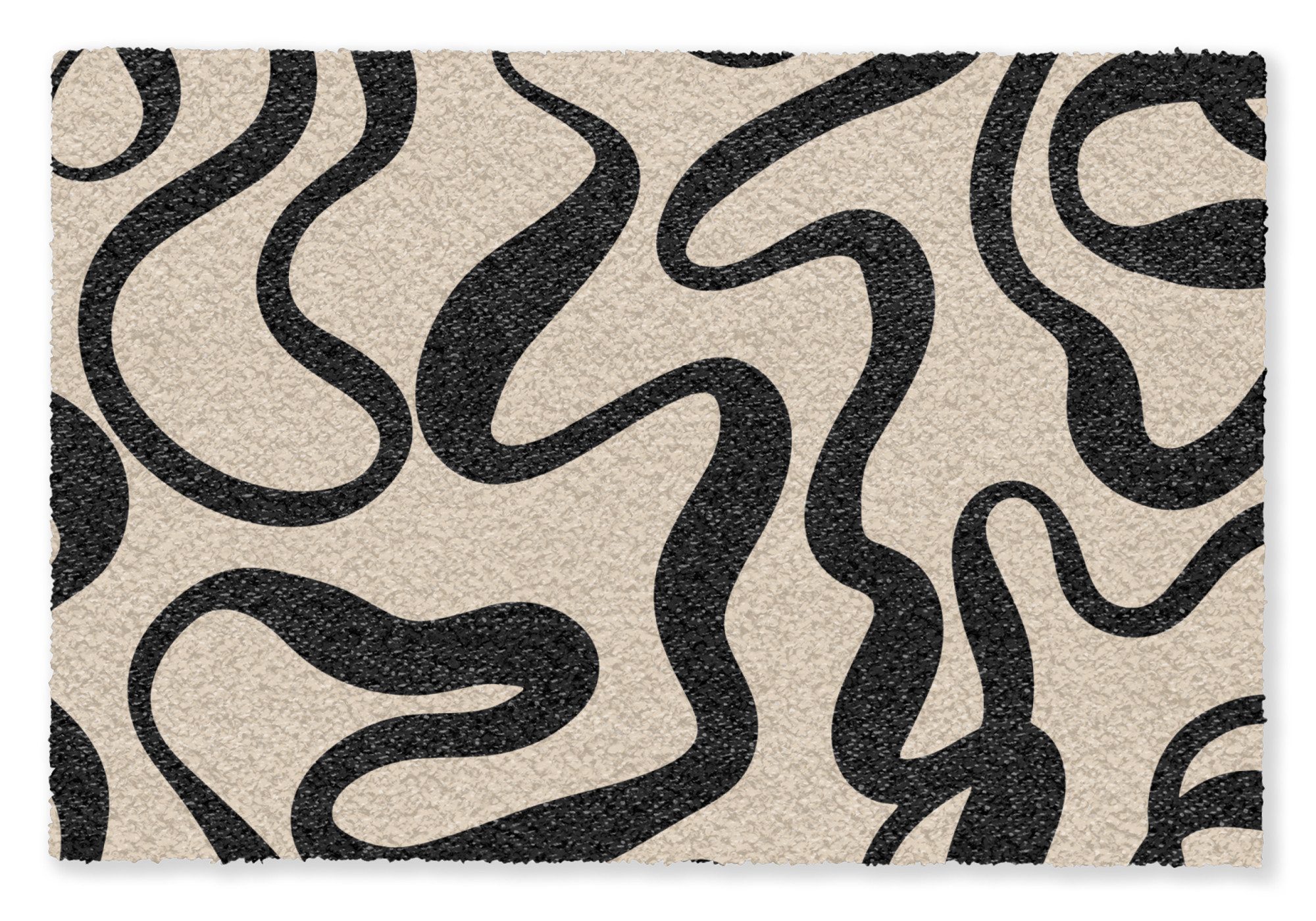MuchoWow Fußmatte Linien - Schwarz - Beige - Abstrakt - Minimalistisch, Rechteckig, innen Schmutzfangmatte, Tür, Schmutzfänger Flur, Teppich 60x40 cm
