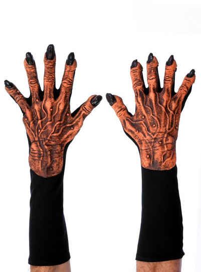 Zagone Studios Kostüm Kürbiskönig Klauen, Handschuhe mit Latexapplikationen für Aliens und Jack o'Lantern