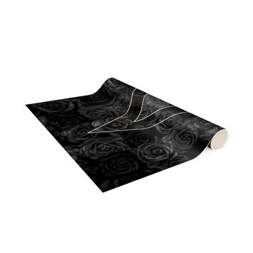 Teppich Vinyl Wohnzimmer Schlafzimmer Flur Küche Muster modern, Bilderdepot24, rechteckig - schwarz glatt, nass wischbar (Küche, Tierhaare) - Saugroboter & Bodenheizung geeignet