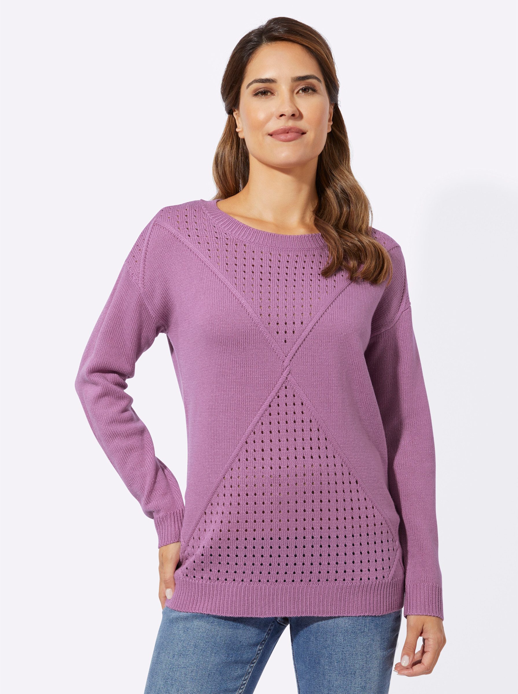 Sieh an! Strickpullover Langarm-Pullover Langarm Jersey, Ajour günstig online kaufen