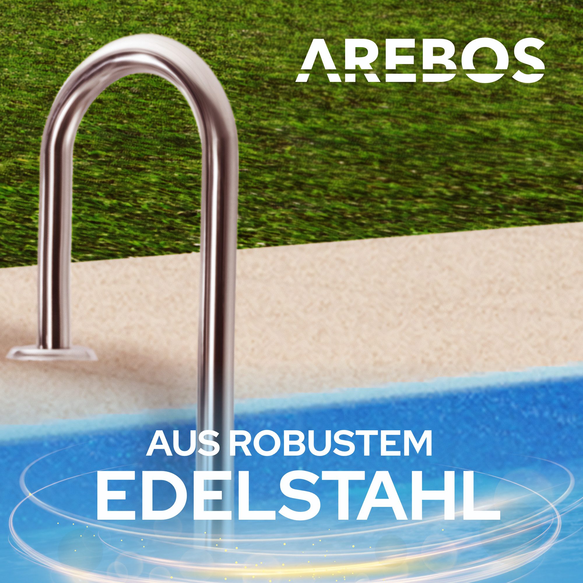 Arebos Poolleiter Edelstahl, inkl. Kunststoffbolzen, Flanschrohr und Montagematerial (Stück)