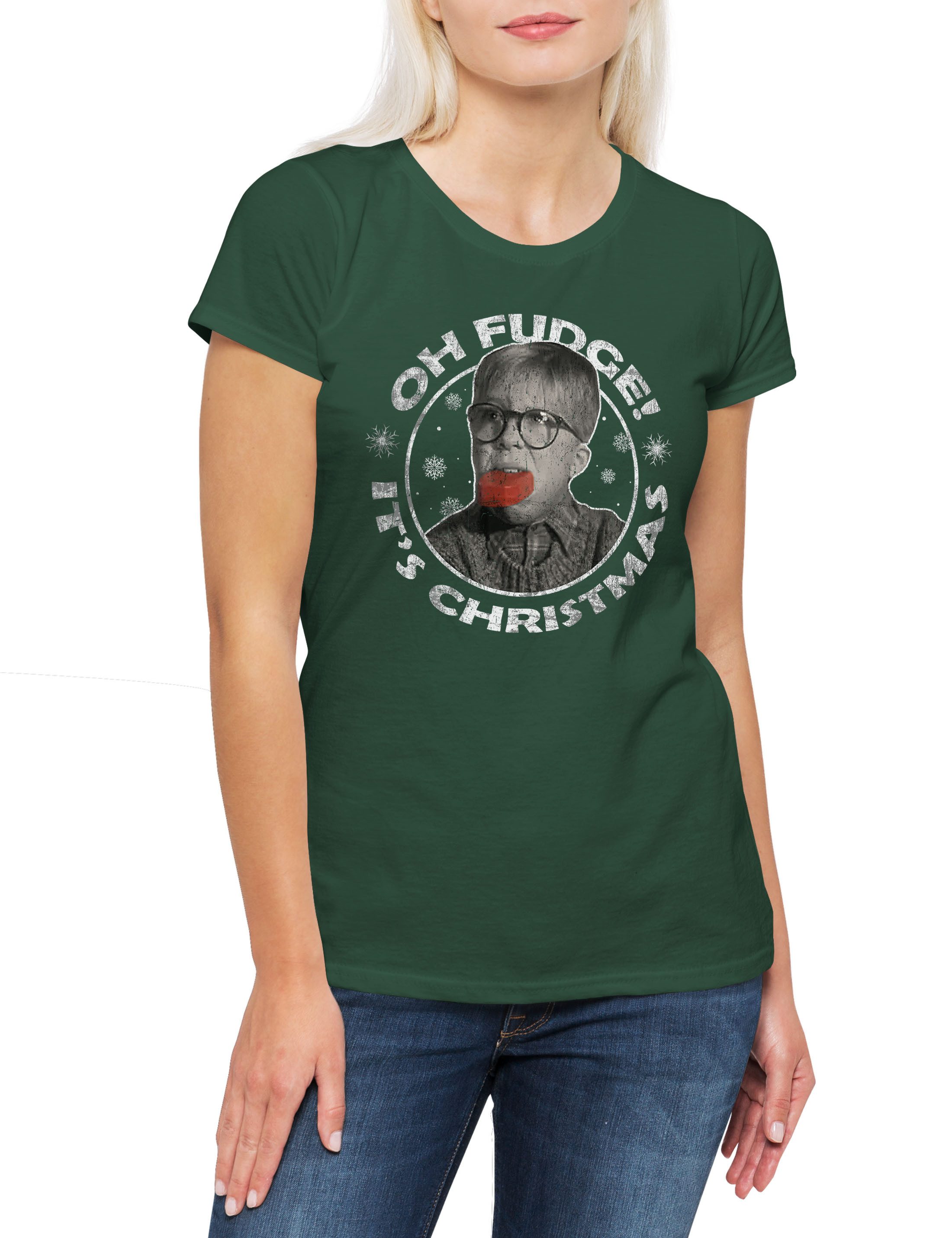 Print-Shirt Oh Fudge It´s Christmas Damen T-Shirt A Fröhliche Weihnachten Story