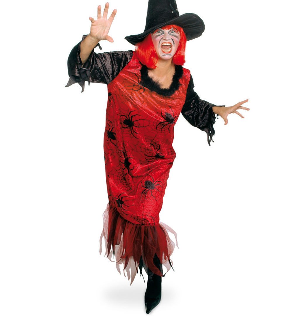 Fries Hexen-Kostüm Rote Spinnen Hexe Hexen Kostüm Kleid Halloween Karneval Fasching Party