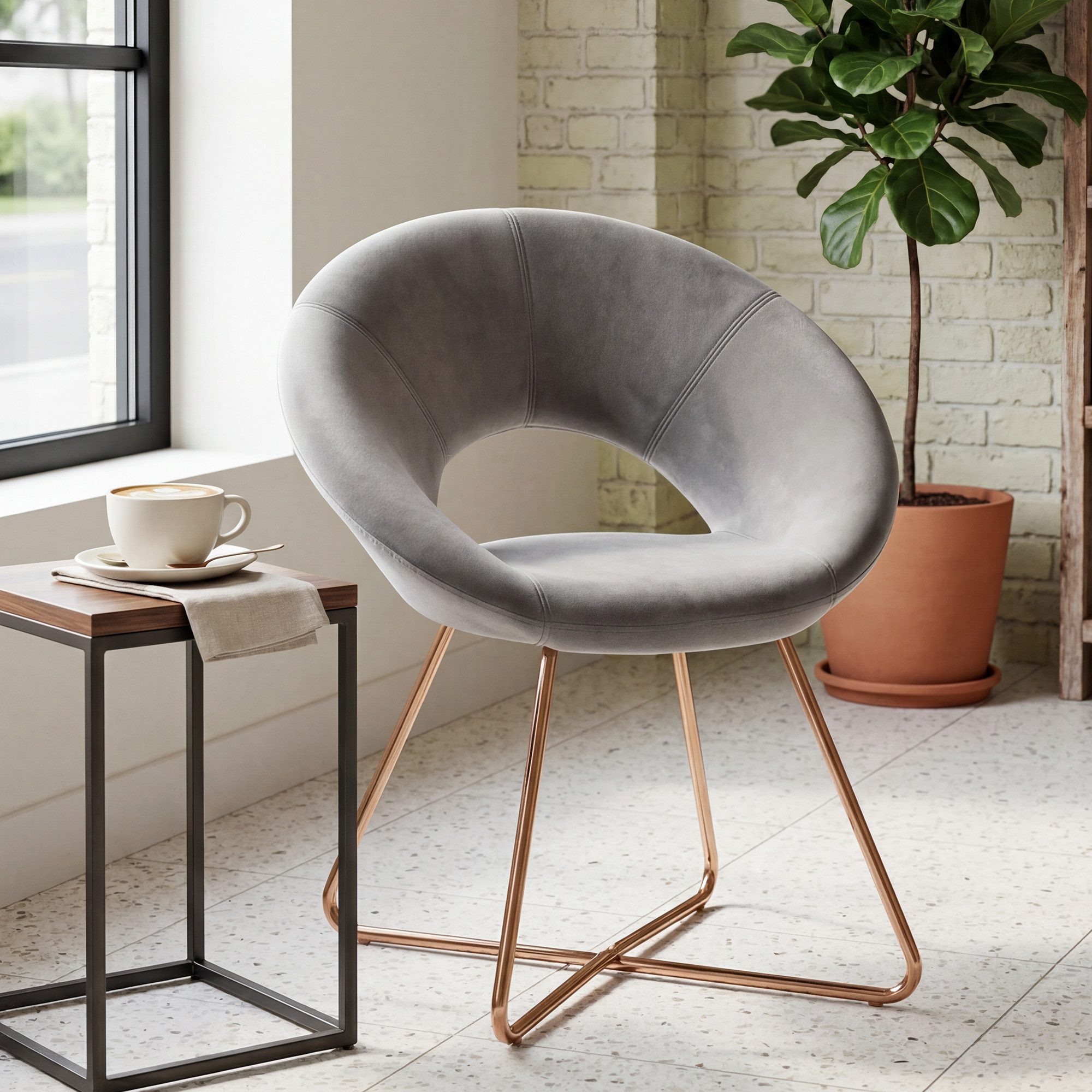 Duhome Loungesessel (439D), Esszimmerstuhl Wohnzimmerstuhl, Samt Polsterstuhl, Gold Metallbeine