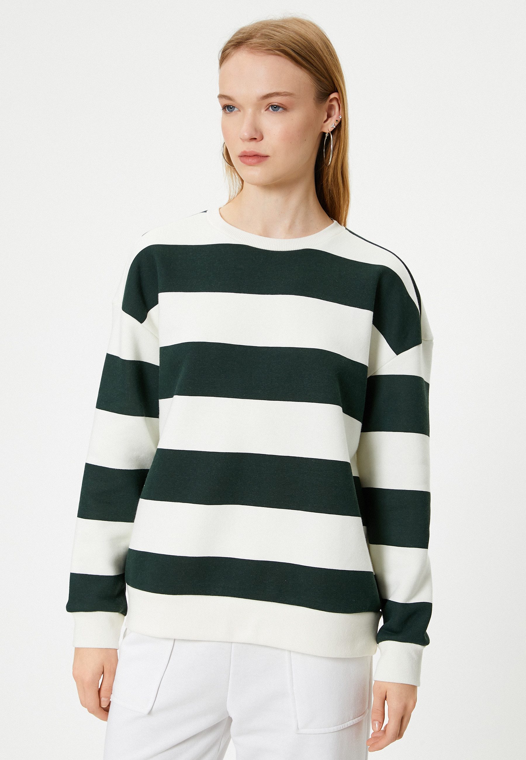 Koton Sweatshirt Rundhalsausschnitt Gestreift Sweatshirt