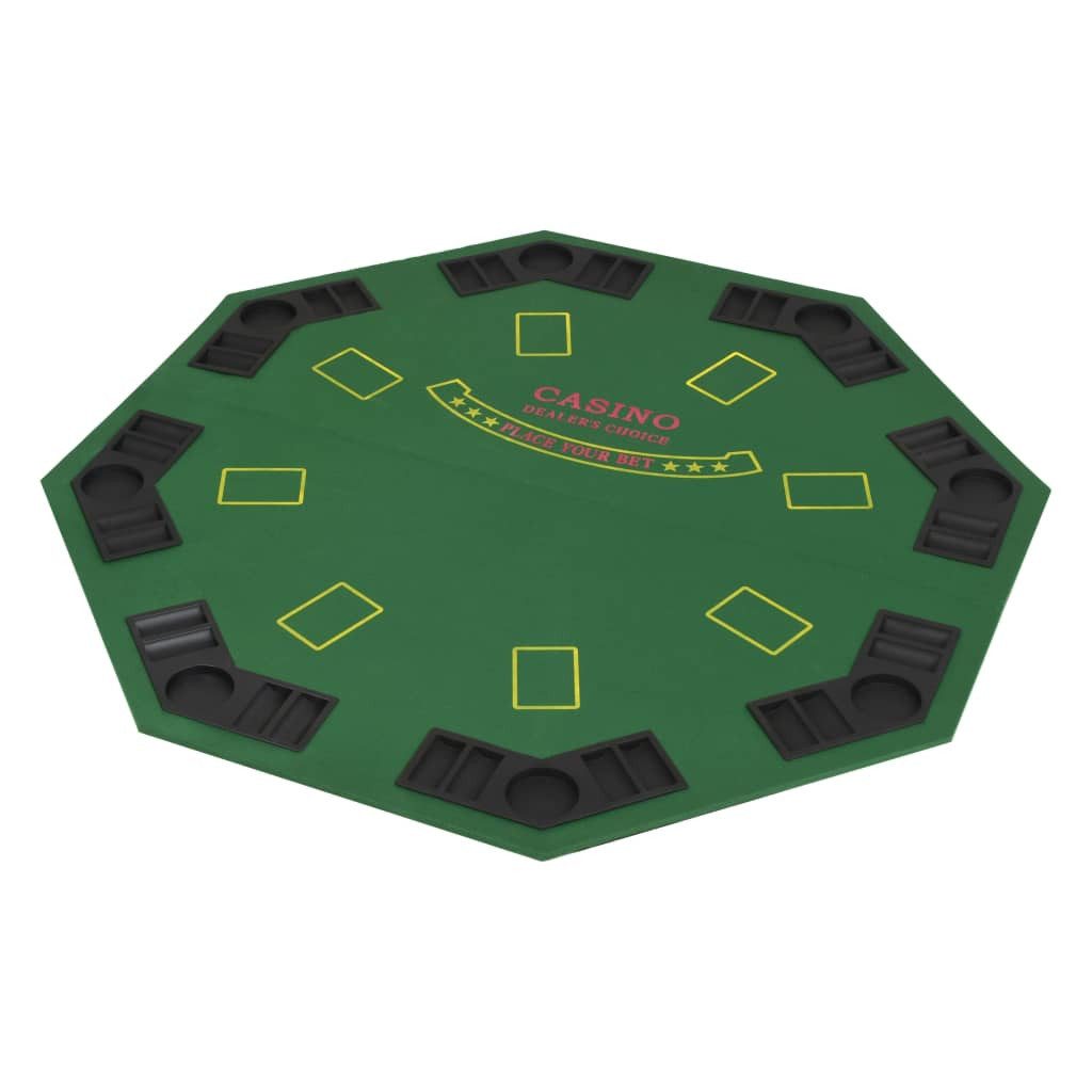 Spieltisch 8-Spieler Poker Tischauflage Faltbar 4-fach Achteckig Grün