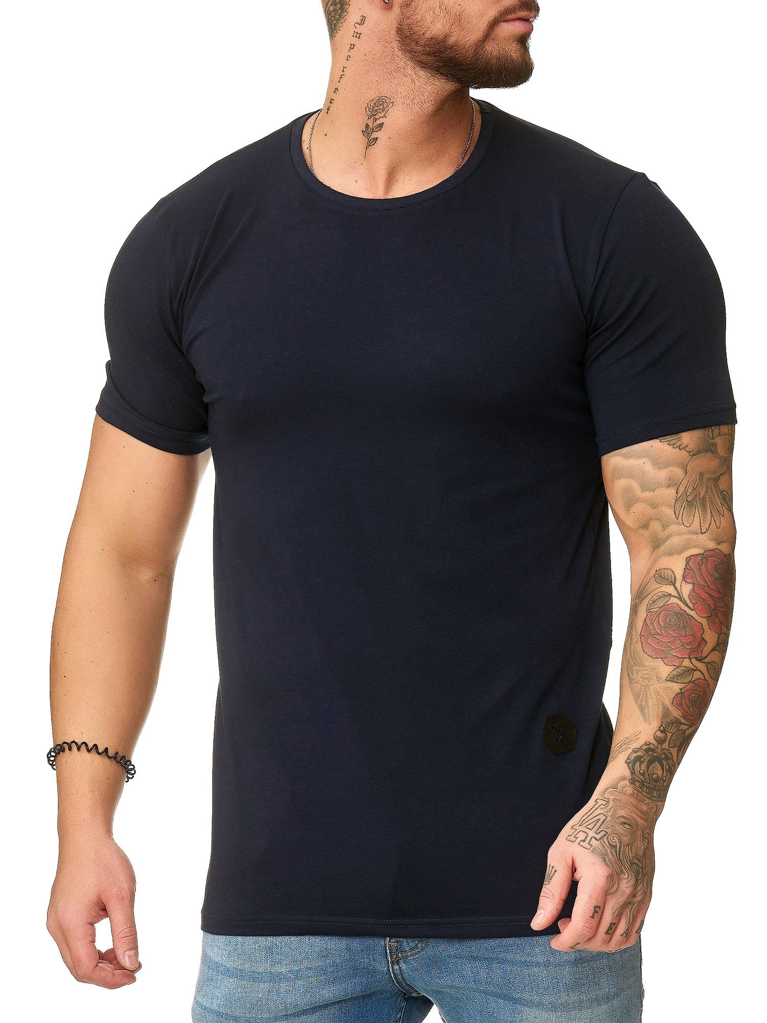 OneRedox T-Shirt 1307C (Shirt Polo Kurzarmshirt Tee, 1-tlg) Fitness Freizeit Casual Navy