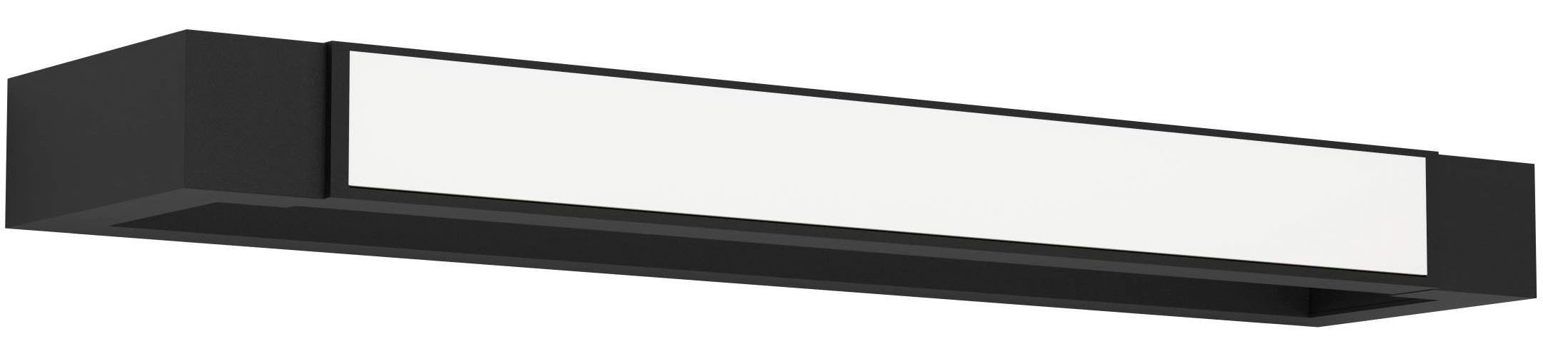 EGLO Spiegelleuchte Gemiliana Spiegellampe, Wandleuchte aus Metall, IP44, Badezimmerlampe, LED fest integriert, Neutralweiß, Wand-/Deckenleuchte - L45 x H4 x AL10 cm - schwarz - 8,9W inkl.