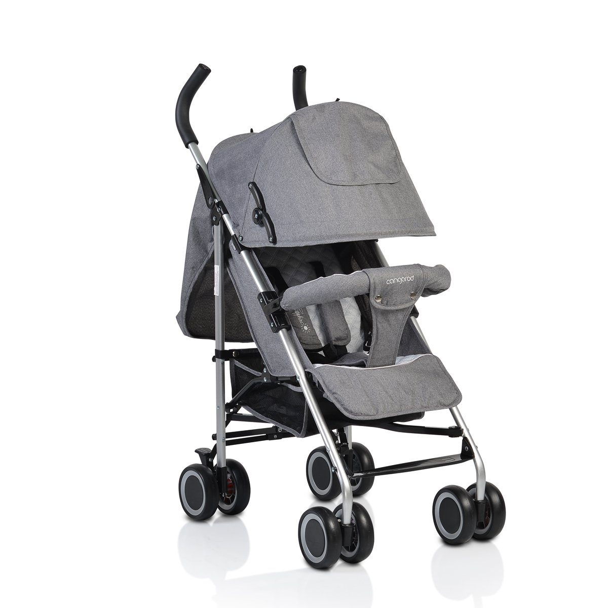 Cangaroo Kinder-Buggy Kinderwagen, Aluminiumrahmen, mehrfach Saphir, Buggy verstellbar, klappbar grau