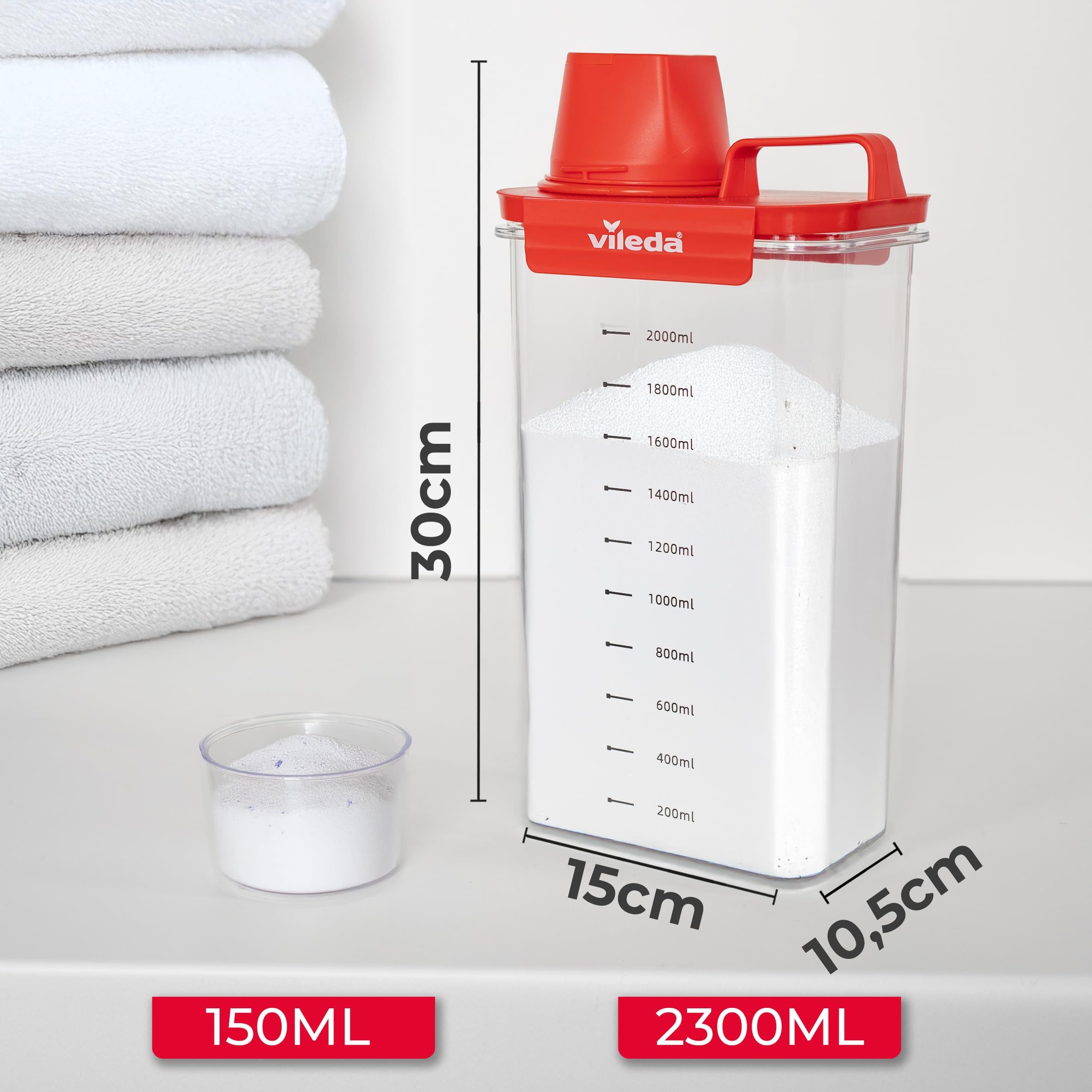 Vileda Aufbewahrungsbox Waschmittelbox 2300ml rot (Komplett-Set, Set) günstig online kaufen
