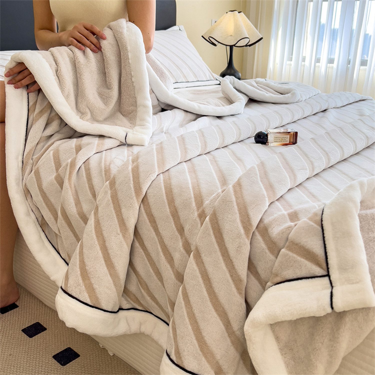 Überwurf Wohndecke kuscheldecke Fleecedecke Sofadecke Warm Weich Soft Flanell , wohnTRAUM24, antistatisch, Superweich, warme Couch-Decke, Tagesdecke 130*150cm – Bild 4 von 5