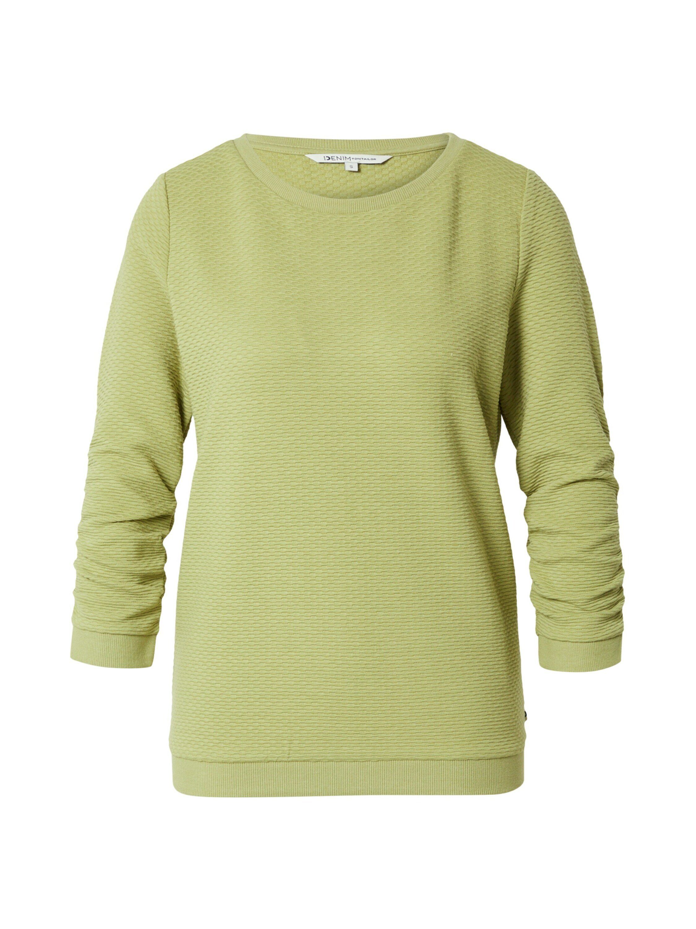 TOM TAILOR Denim TOM TAILOR Sweatshirt (1-tlg) Weiteres Detail, Plain/ohne Details, Drapiert/gerafft New Pea Green 28720