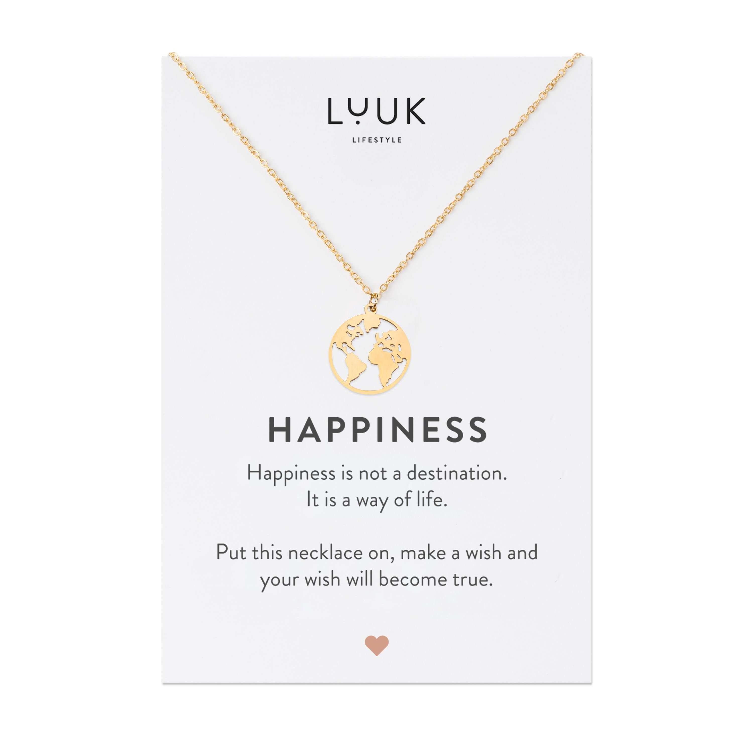 LUUK LIFESTYLE Kette mit Anhänger Weltkarte, Geschenkidee für Freundin, Ver günstig online kaufen