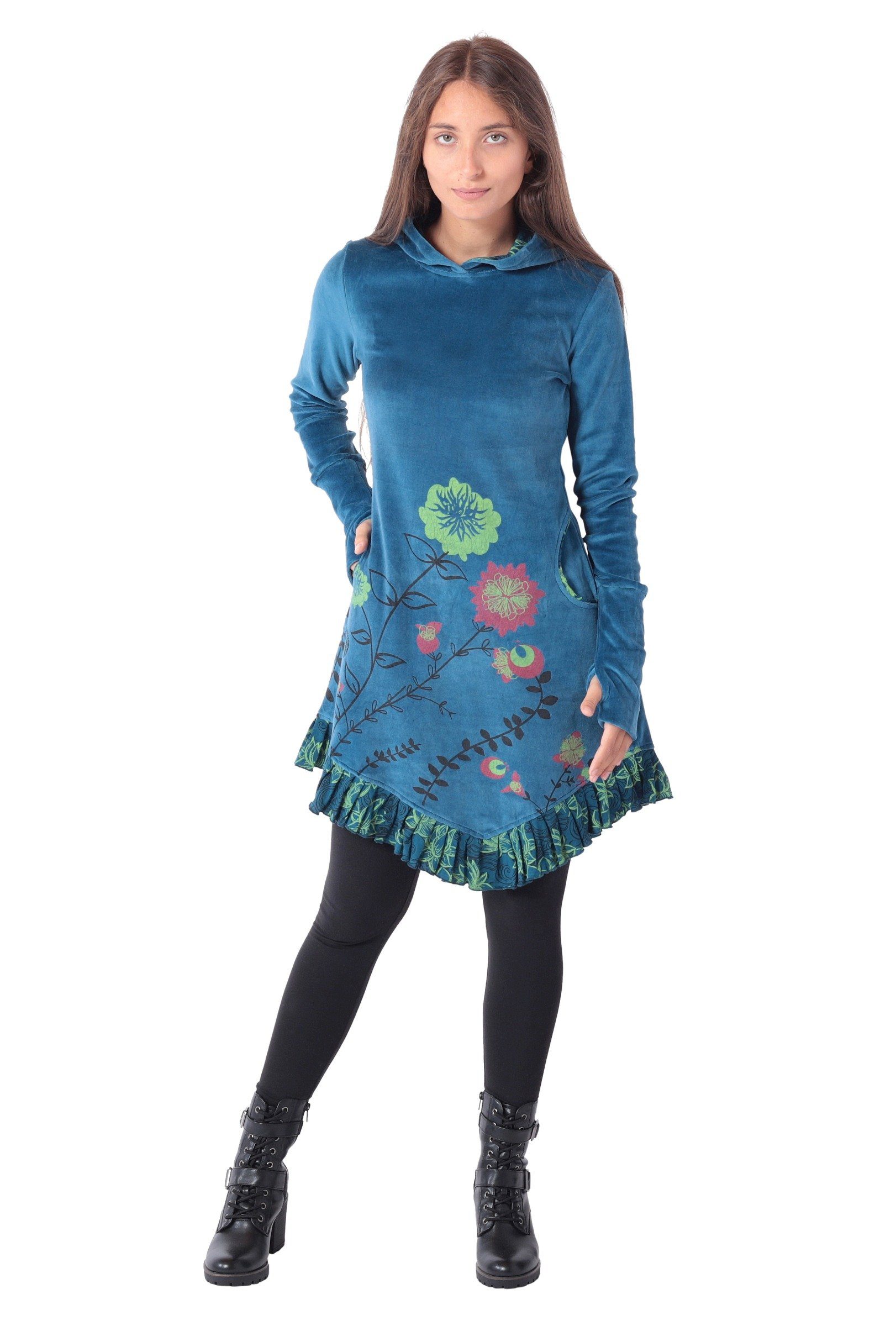 PUREWONDER Samtkleid Elfenkleid mit Zipfelkapuze Goa günstig online kaufen