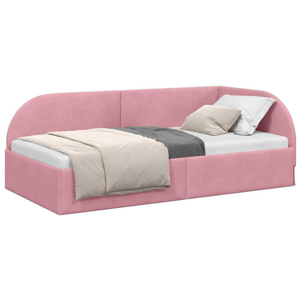vidaXL Bett Eckbettgestell mit Kopfteil Rosa 90 cm x 190 cm Stoff (1-tlg) günstig online kaufen