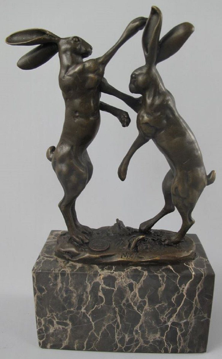Bronzefarben H. 7 x 24 Casa Deko 14 x - Dekofigur Dekofigur Schreibtisch Bronze cm - - Padrino Skulptur Accessoires Hasen Schwarz Bronzefigur /