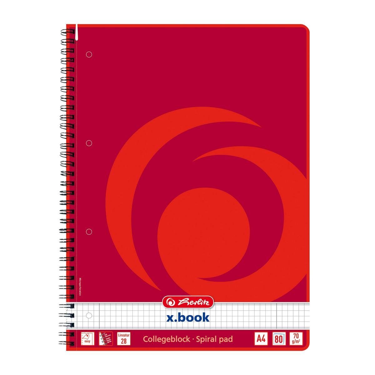 Collegeblock 5x Herlitz Collegeblock / DIN A4 / Spiralblock / kariert / 80 Blatt