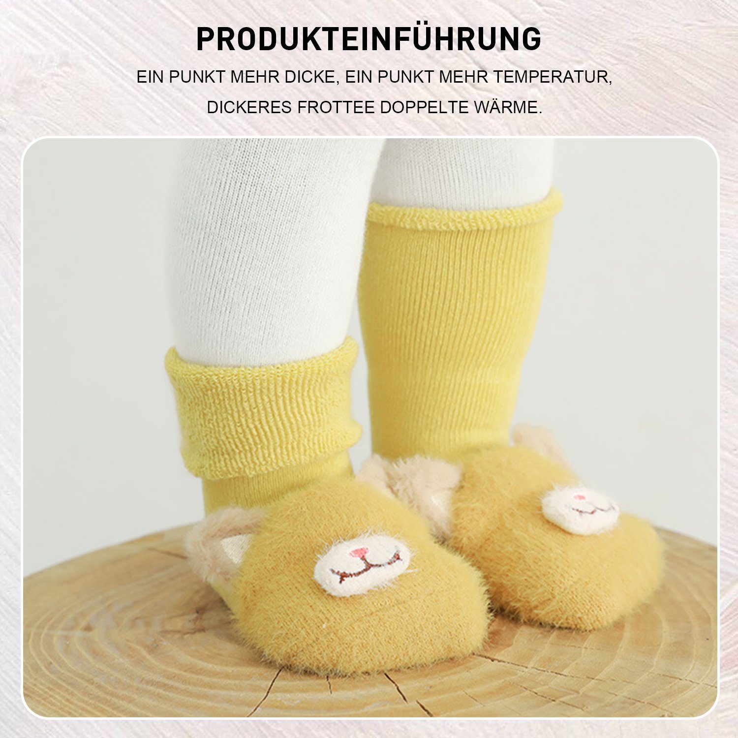 Paar Baby Krabbelschuh Daisred Stoppersocken Kaffee+Gelb+Khaki Antirutschsocken 3 Geschenke Schuhe