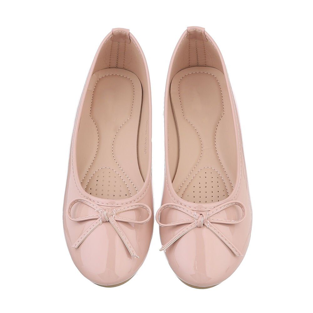 Ital-Design Damen Schlupfschuhe Freizeit Ballerina Blockabsatz Klassische Ballerinas in Hellbraun