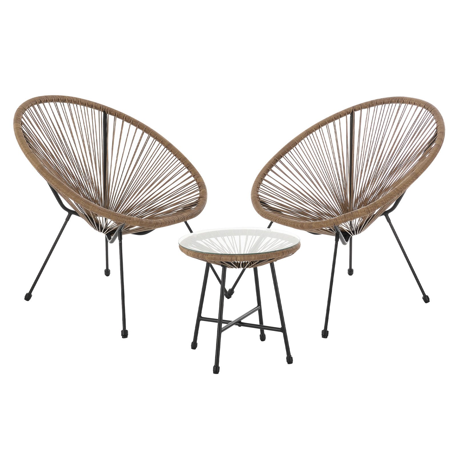 SVITA Balkonset BALI, (Set, Set aus 2x Sessel, 1x Tisch), Garten-Möbel Set, Sitzgruppe, Terrasse, Polyrattan, Braun