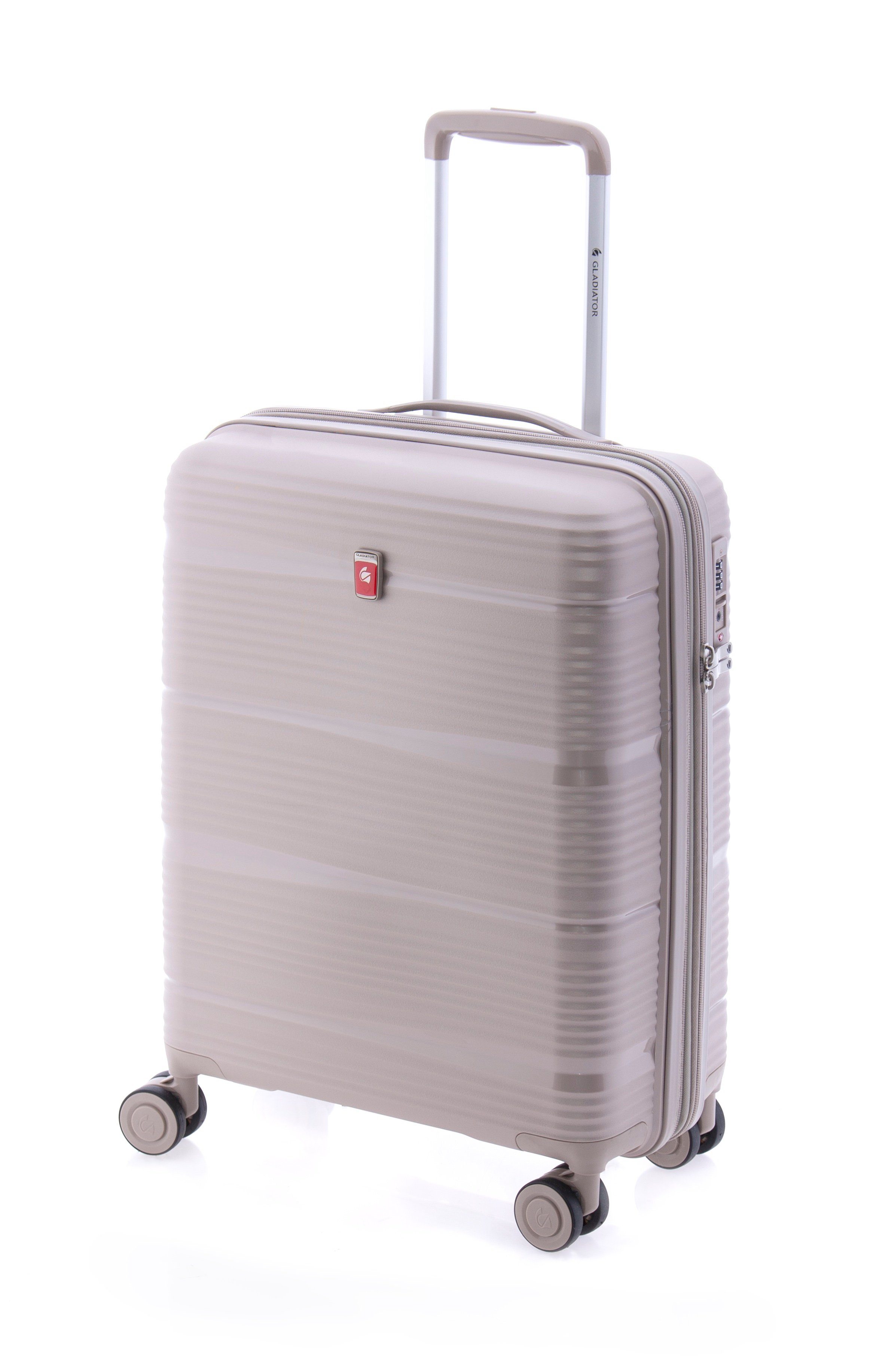 GLADIATOR Handgepäck-Trolley Koffer S - 55 cm, 4 Rollen, TSA-Schloss, Dehnfalte, 4 Farben beige