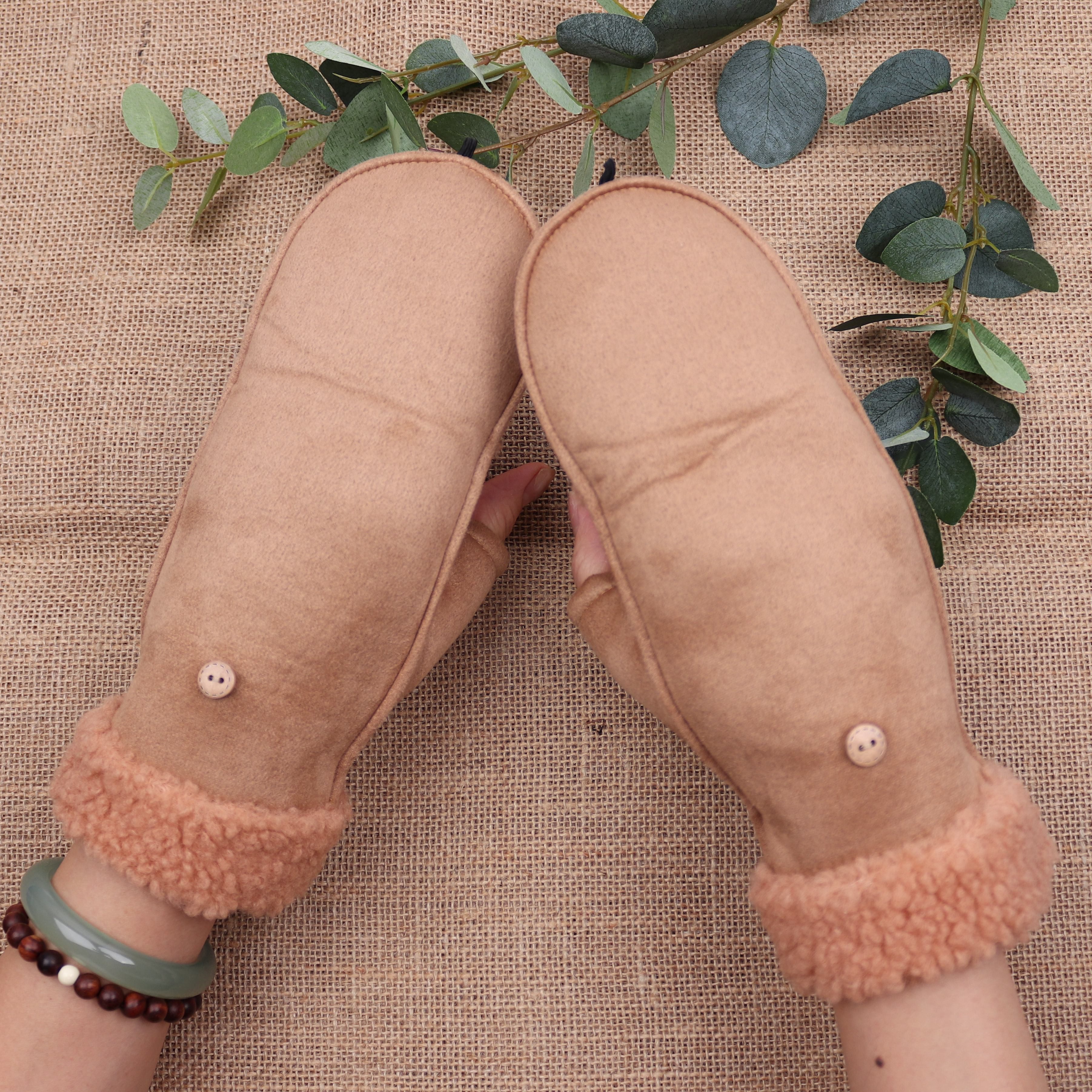 MIRROSI Thermohandschuhe Damen Handschuhe 2 in 1 mit klapppbare Manschette (Durch gefüttert) passt perfekt für Boots