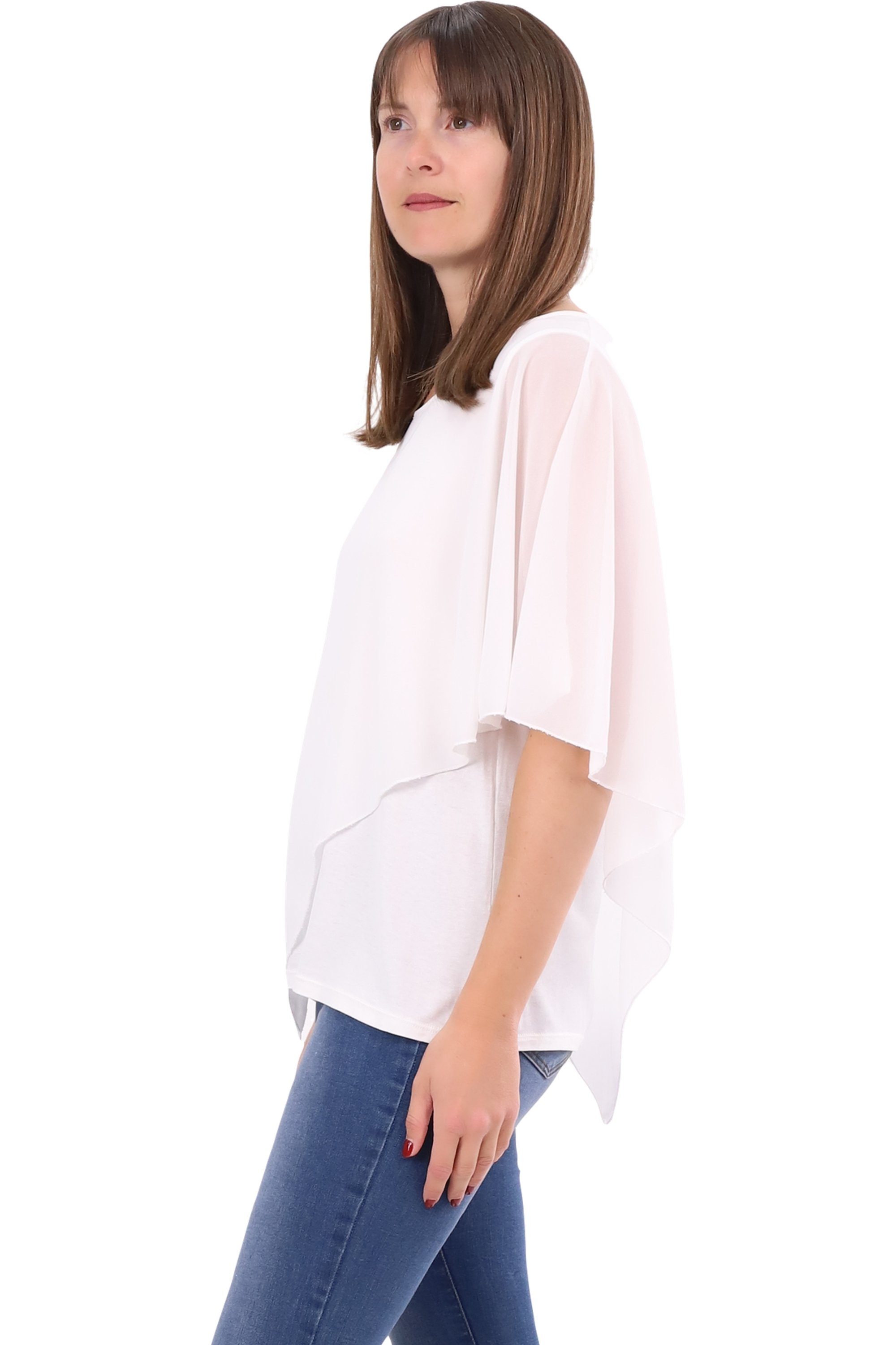 malito more than fashion Chiffonbluse malito Damen Chiffonbluse asymmetrisch 10732 Schlupfbluse Blusenshirt asymmetrisch geschnitten Einheitsgröße