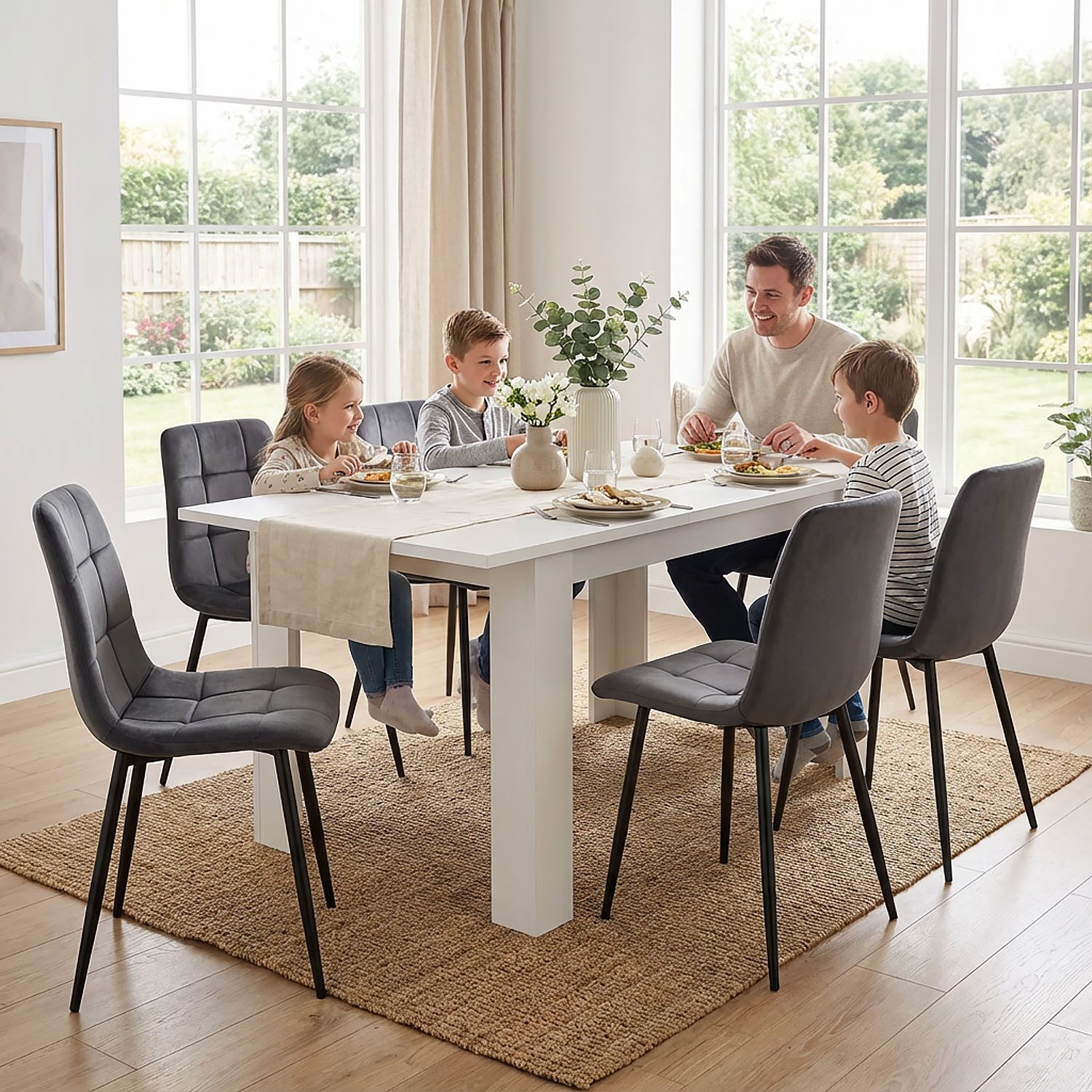 Homestyle4u Esstisch ausziehbar Esszimmertisch 80x120 auf 80x160 Holztisch Küchentisch Holz, Weiß, ausziehbar auf 80x160, Esszimmertisch