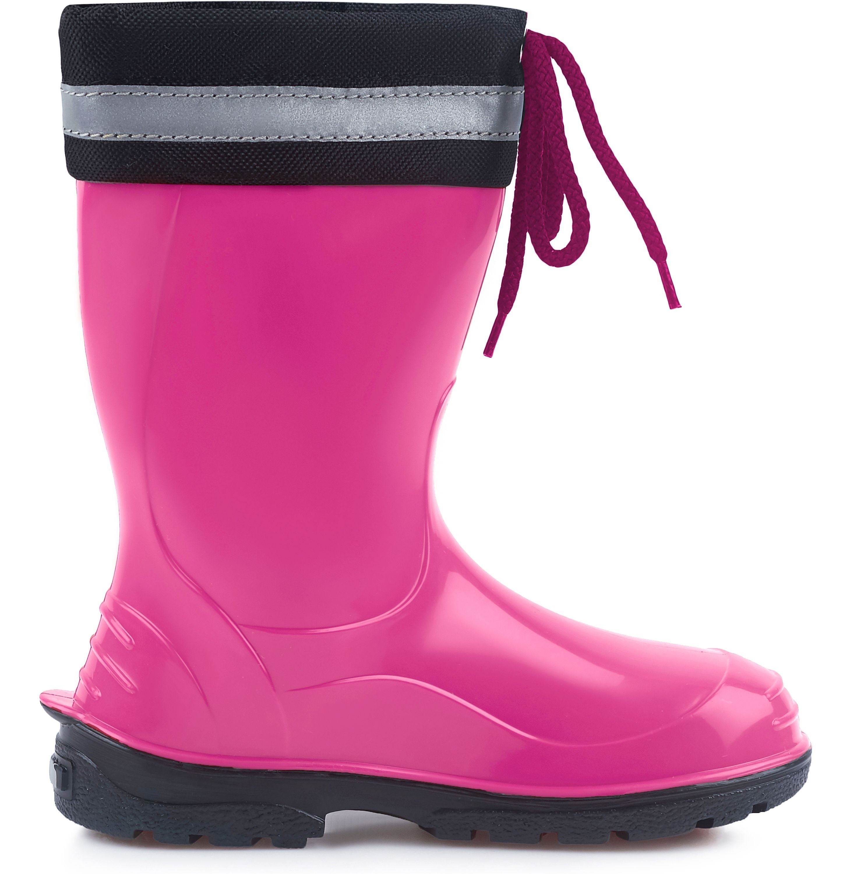 Stulpe Violett Kinder Gummistiefel LA-972 mit Schwarz Gummistiefel Ladeheid