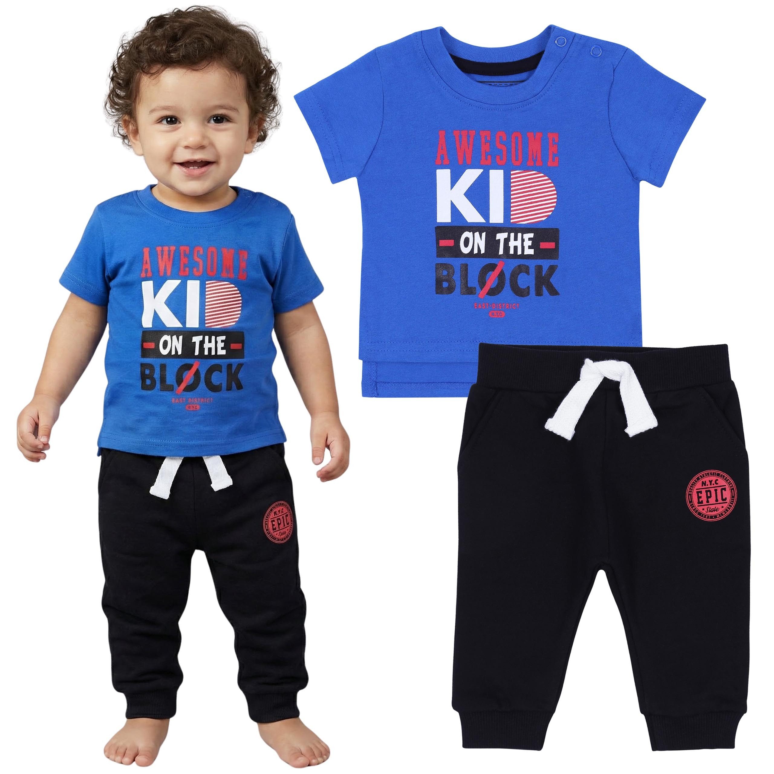 Shirt & Hose Trainingsanzug Jungen Baumwoll Set mit Hose und T-Shirt bequem