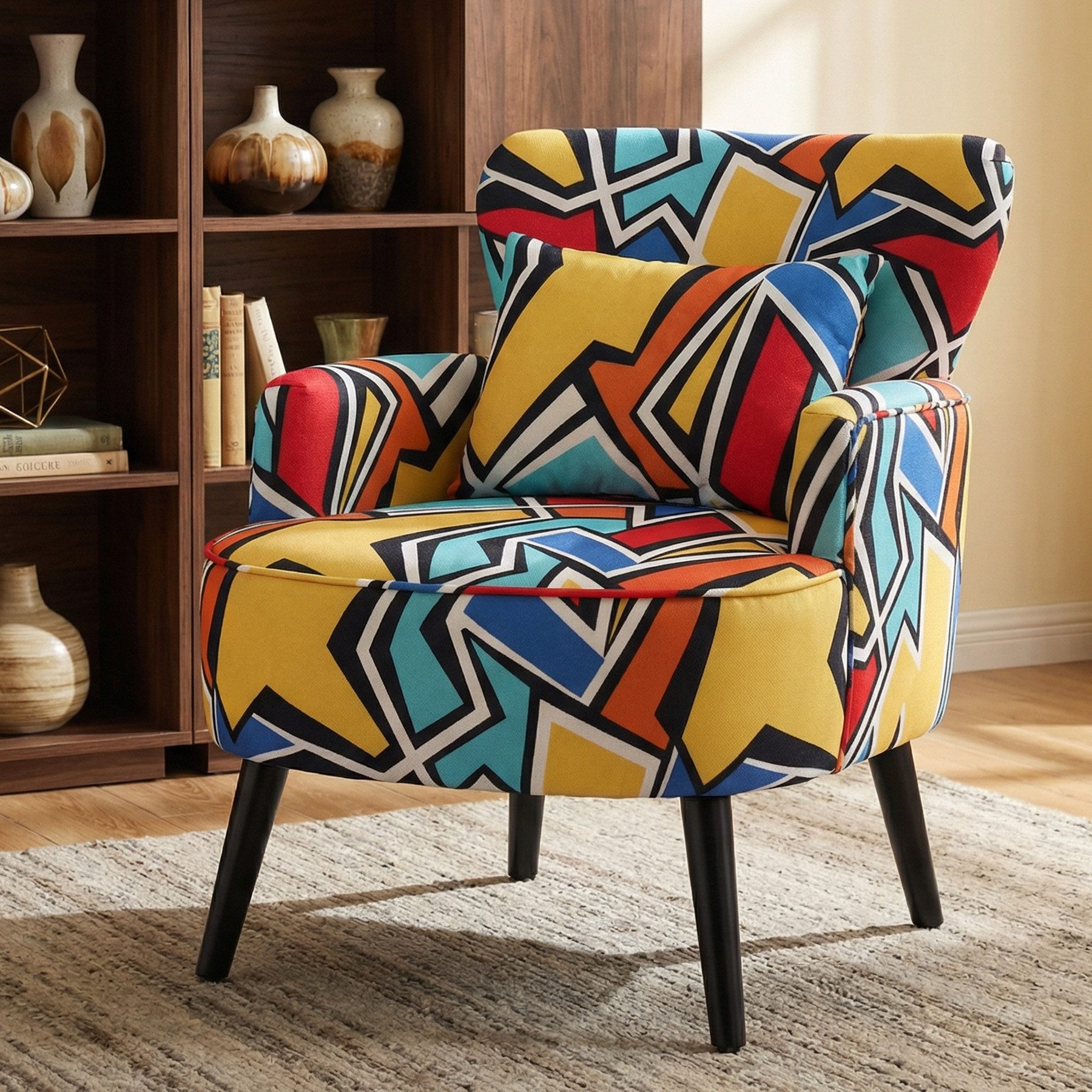 HomeMiYN Sessel Polstersessel mit Armlehnen, Relaxsessel, Lesesessel bis 113 kg, Farbenfroher Sessel für mehr Komfort und Wohnlichkeit