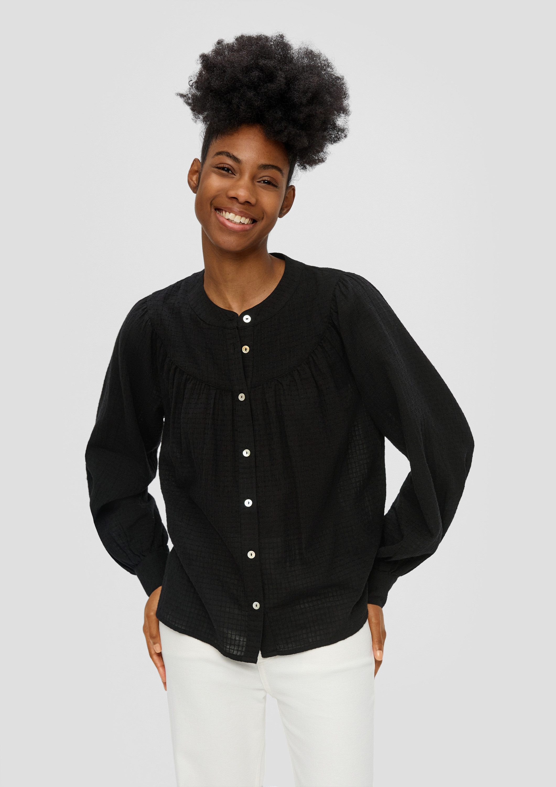 QS Langarmbluse Bluse Bluse mit Dobby-Struktur günstig online kaufen