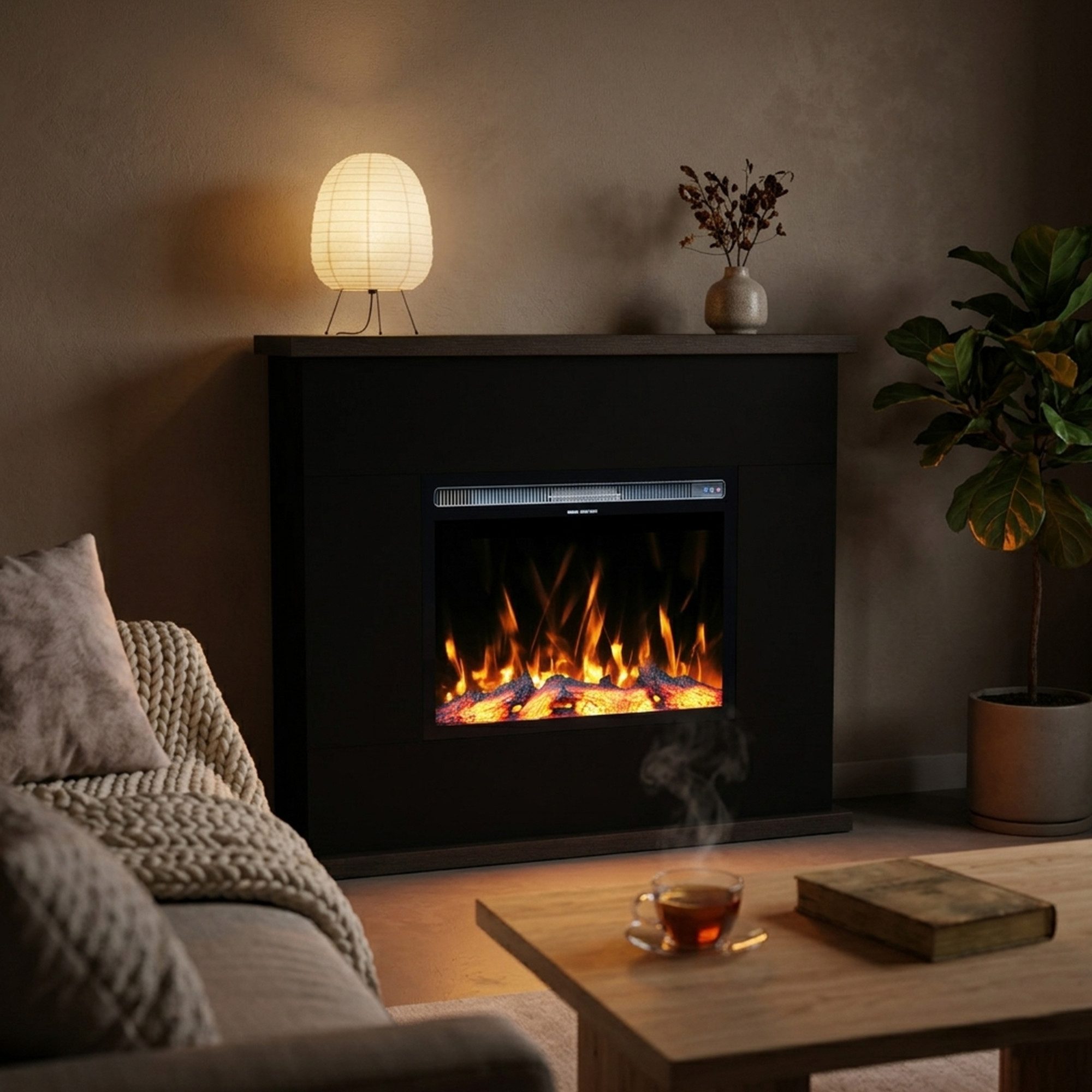 GARLIVO Elektrokamin Garlivo TORINO Elektrokamin, täuschend echte Flamme mit Heizung und Knistereffekt