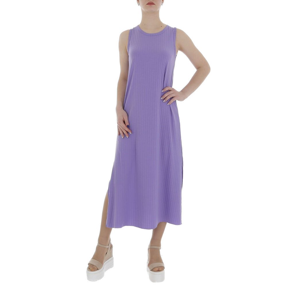 Ital-Design Sommerkleid Damen Freizeit (86164348) Stretch Rippstrickoptik Maxikleid in Lila