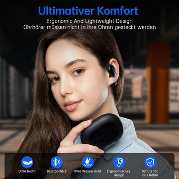 Ownhut Bluetooth 5.3, Kabellose Kopfhörer mit LED-Anzeige, Air Conduction Open-Ear-Kopfhörer (Schnelles Aufladen in nur 1,5 Stunden für spontane Musikmomente., mit Touch-Steuerung, Sportkopfhörer zu 58 Stunden für Workout)