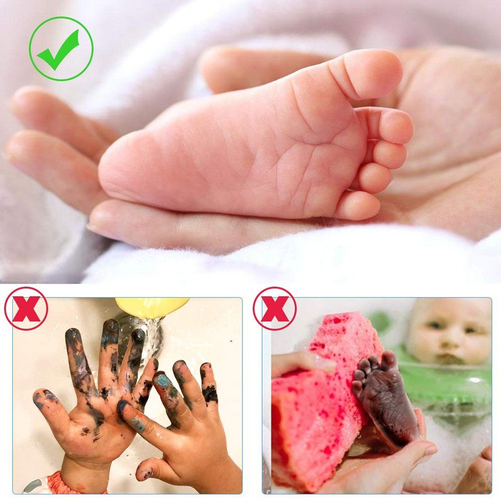 und Baby Abdruck GelldG Set Baby Babyspiegel Fußabdruck Handabdruck Touch pcs Clean 2