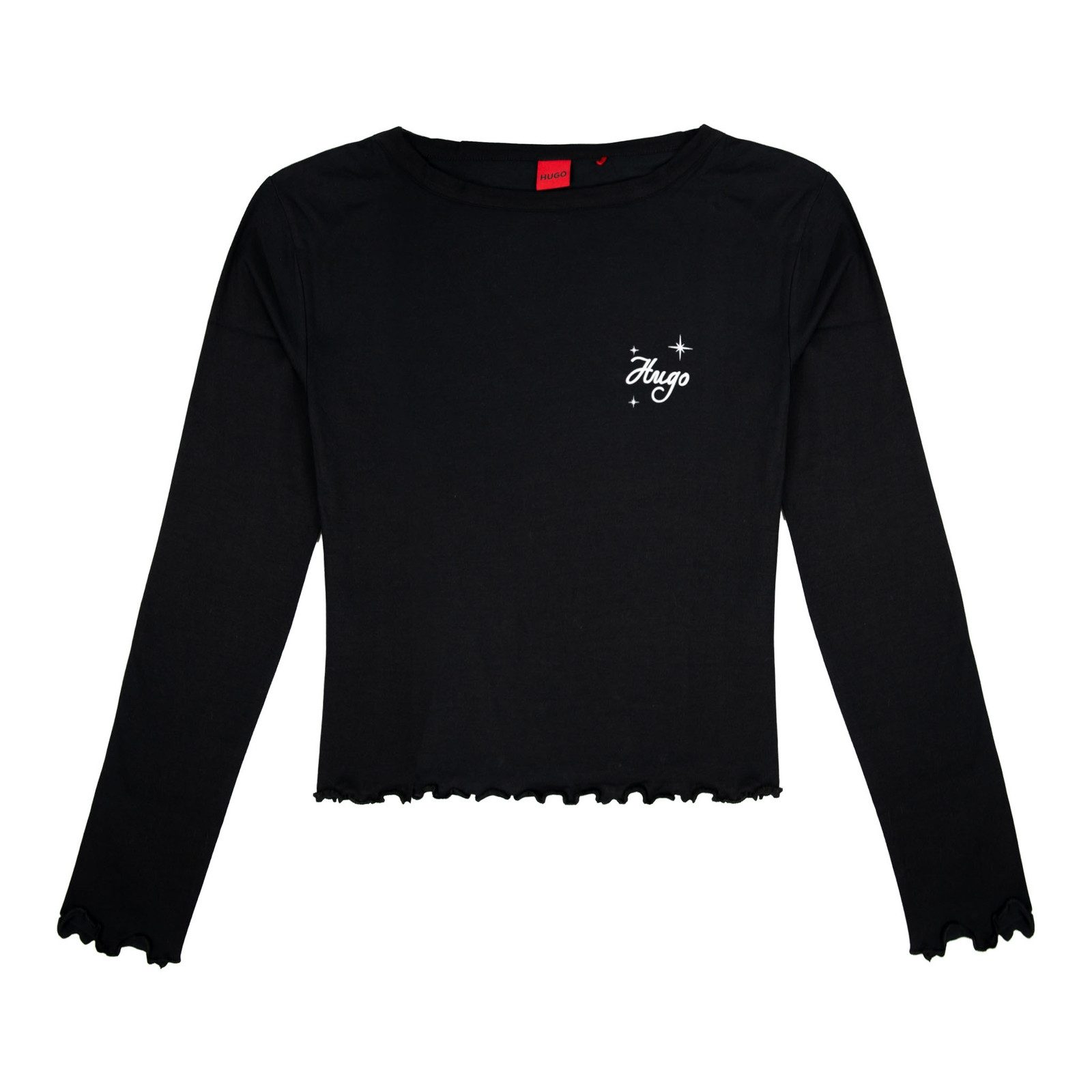 HUGO T-Shirt Casual LS-Shirt mit Logo auf der Brust